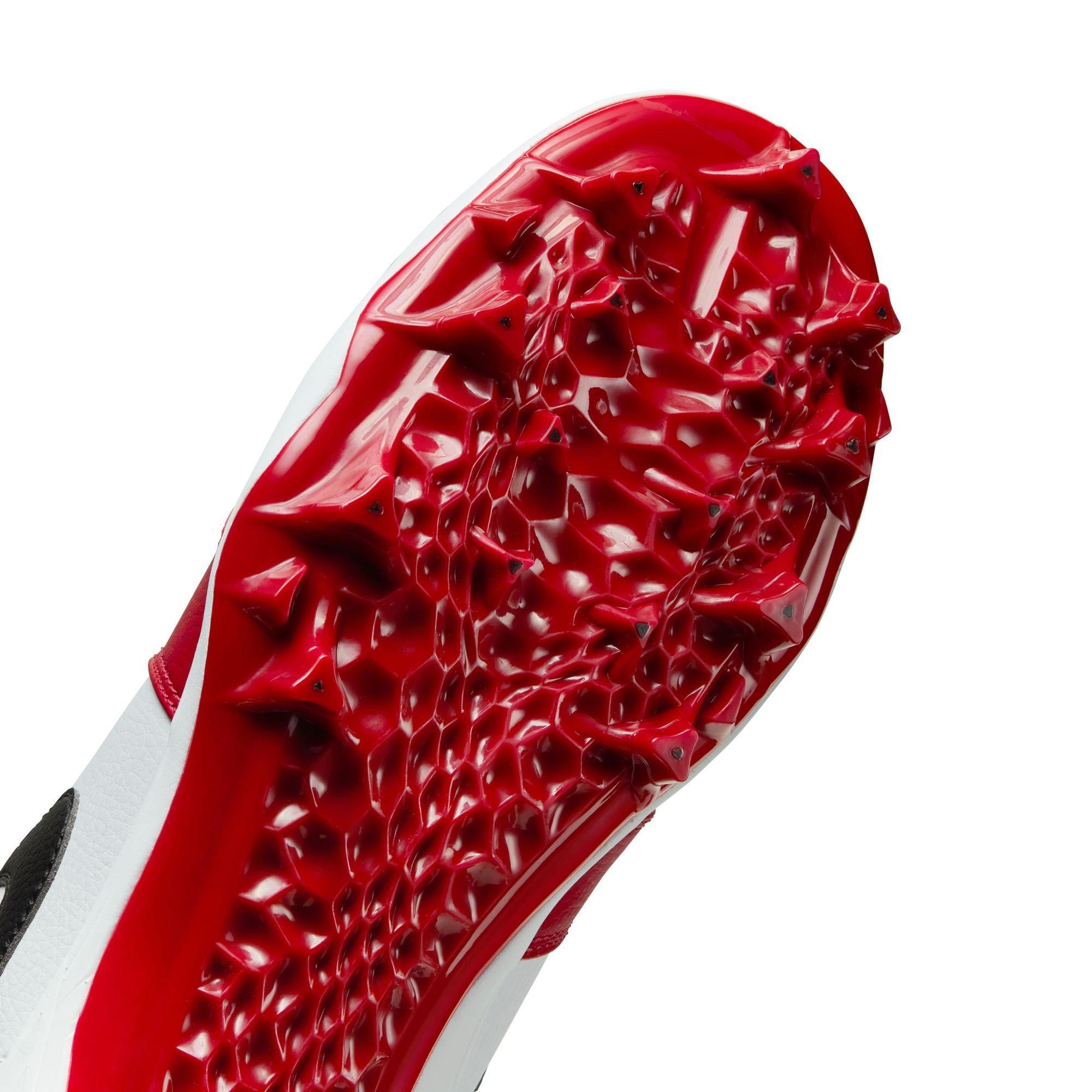 Jordan 1 Mid TD "White/Black/Gym Red" Men's Football Cleat - WHITE Thumbnail View 9