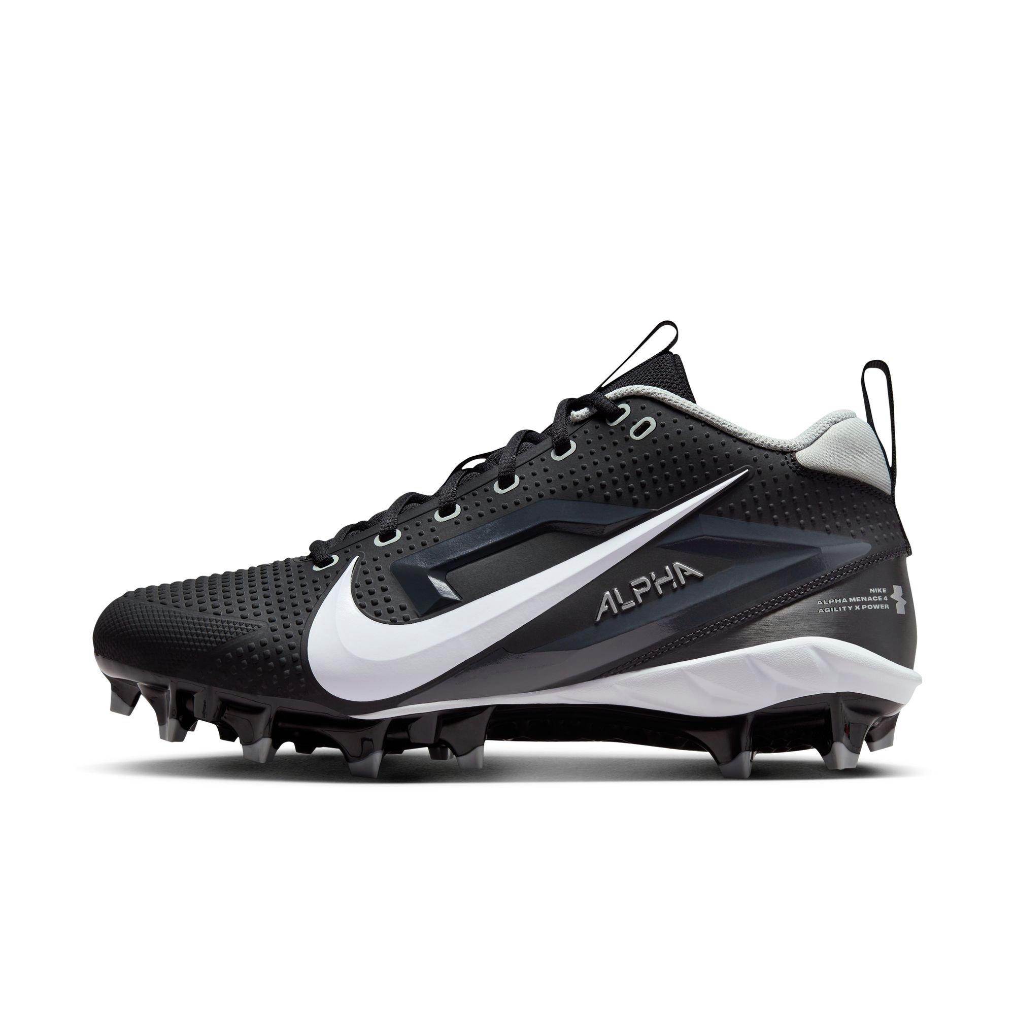 Nike Alpha Menace 4 Varsity "Black/White/Lt Smoke Grey" Men's Football Cleat - BLACK Thumbnail View 3