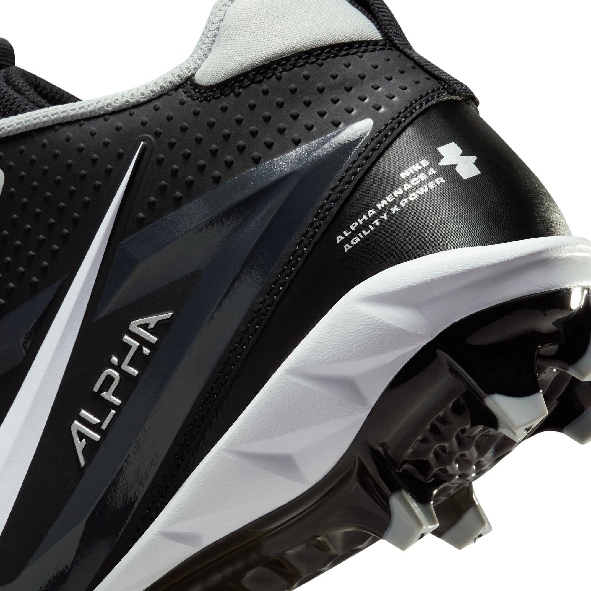 Nike Alpha Menace 4 Varsity "Black/White/Lt Smoke Grey" Men's Football Cleat - BLACK Thumbnail View 12