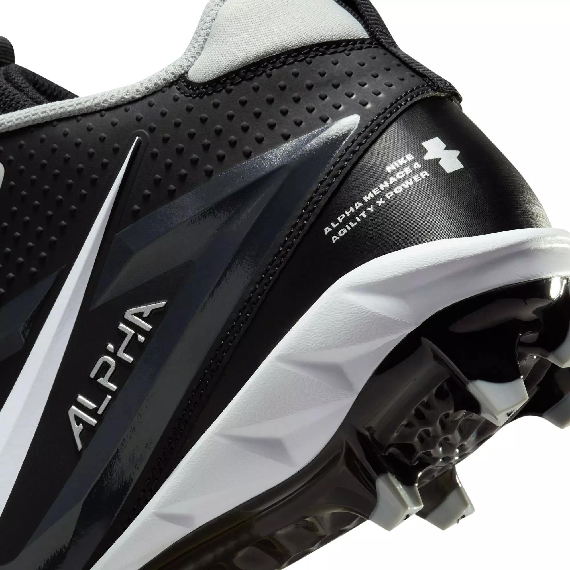 Nike Alpha Menace 4 Varsity "Black/White/Lt Smoke Grey" Men's Football Cleat - BLACK