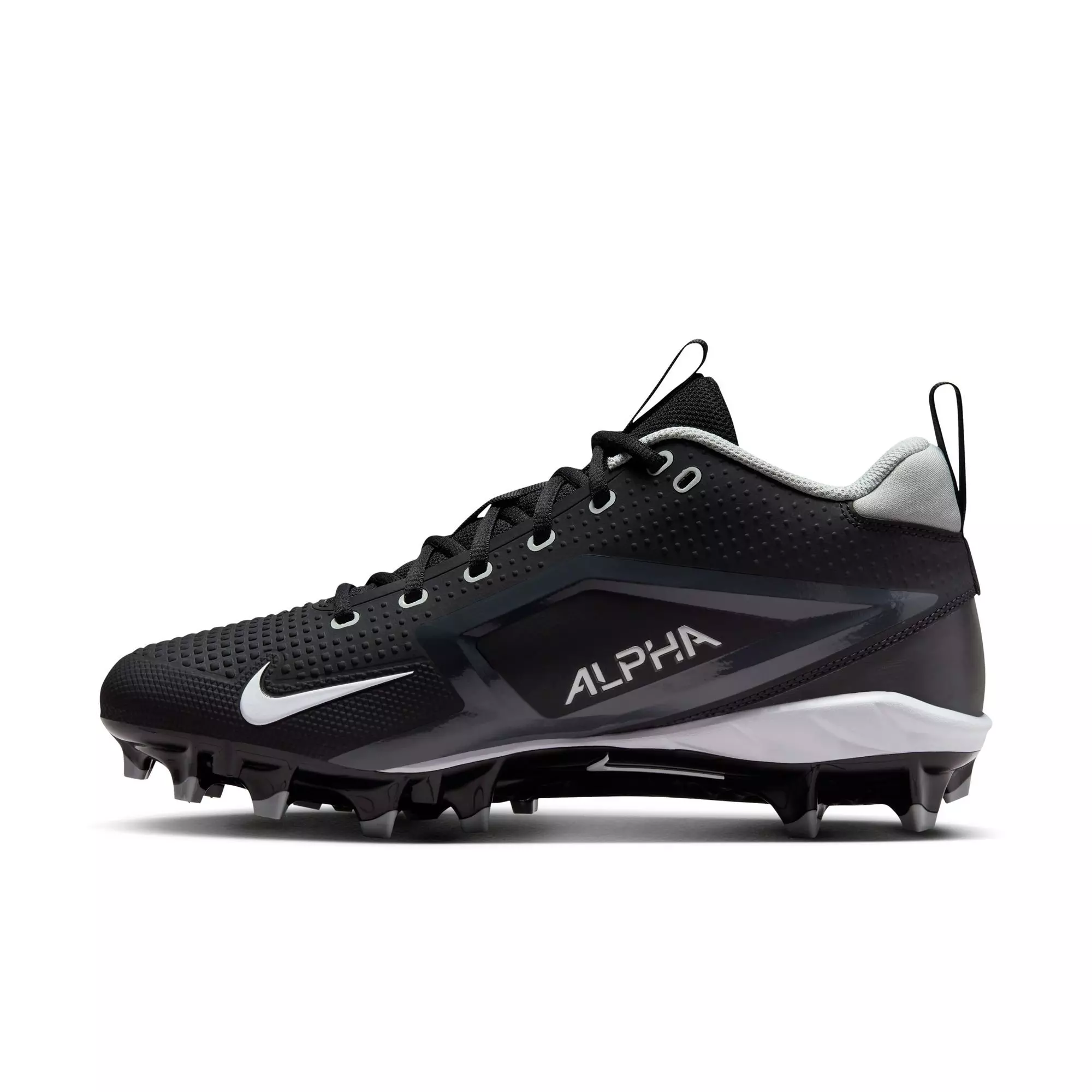 Nike Alpha Menace 4 Varsity "Black/White/Lt Smoke Grey" Men's Football Cleat - BLACK