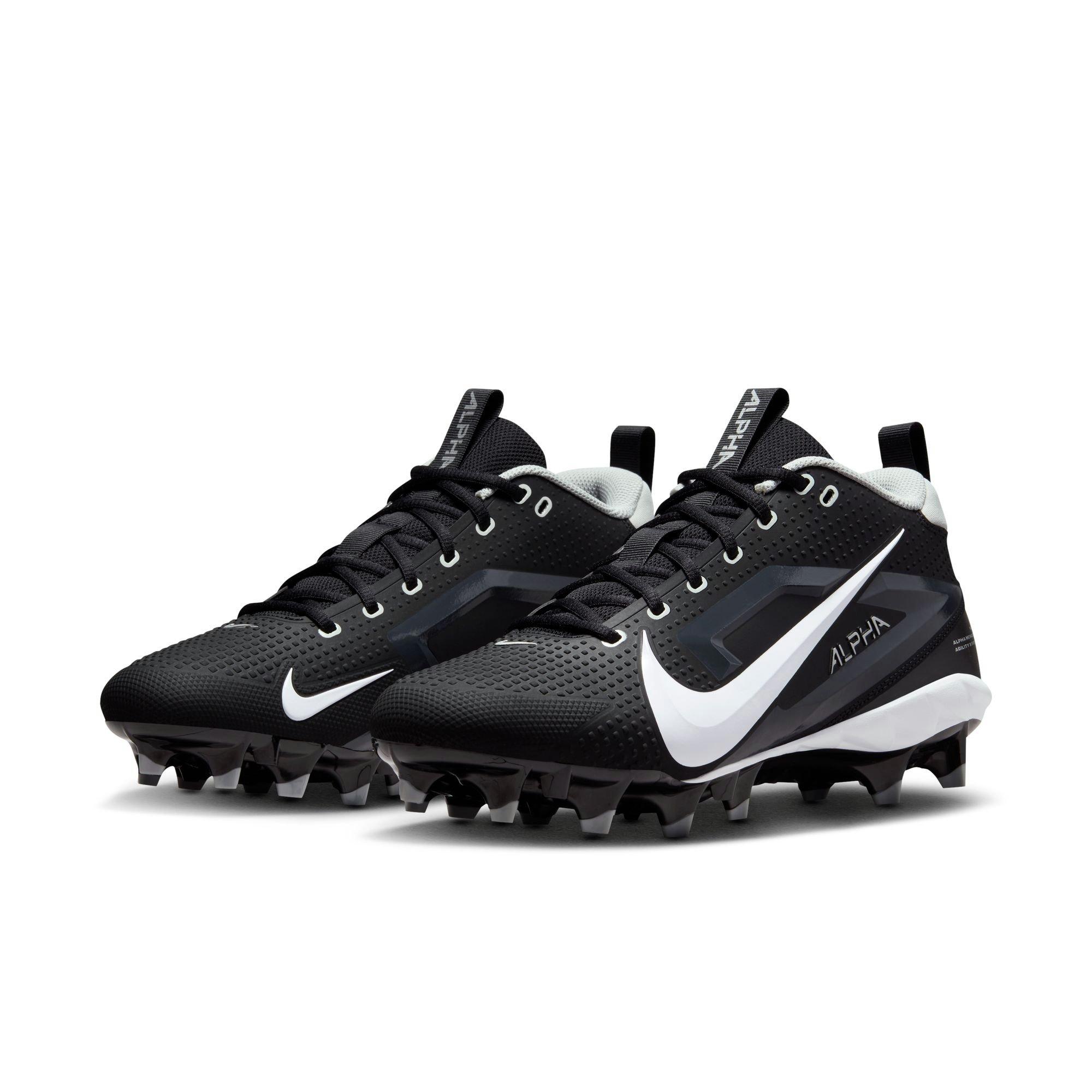 Nike Alpha Menace 4 Varsity "Black/White/Lt Smoke Grey" Men's Football Cleat - BLACK Thumbnail View 5