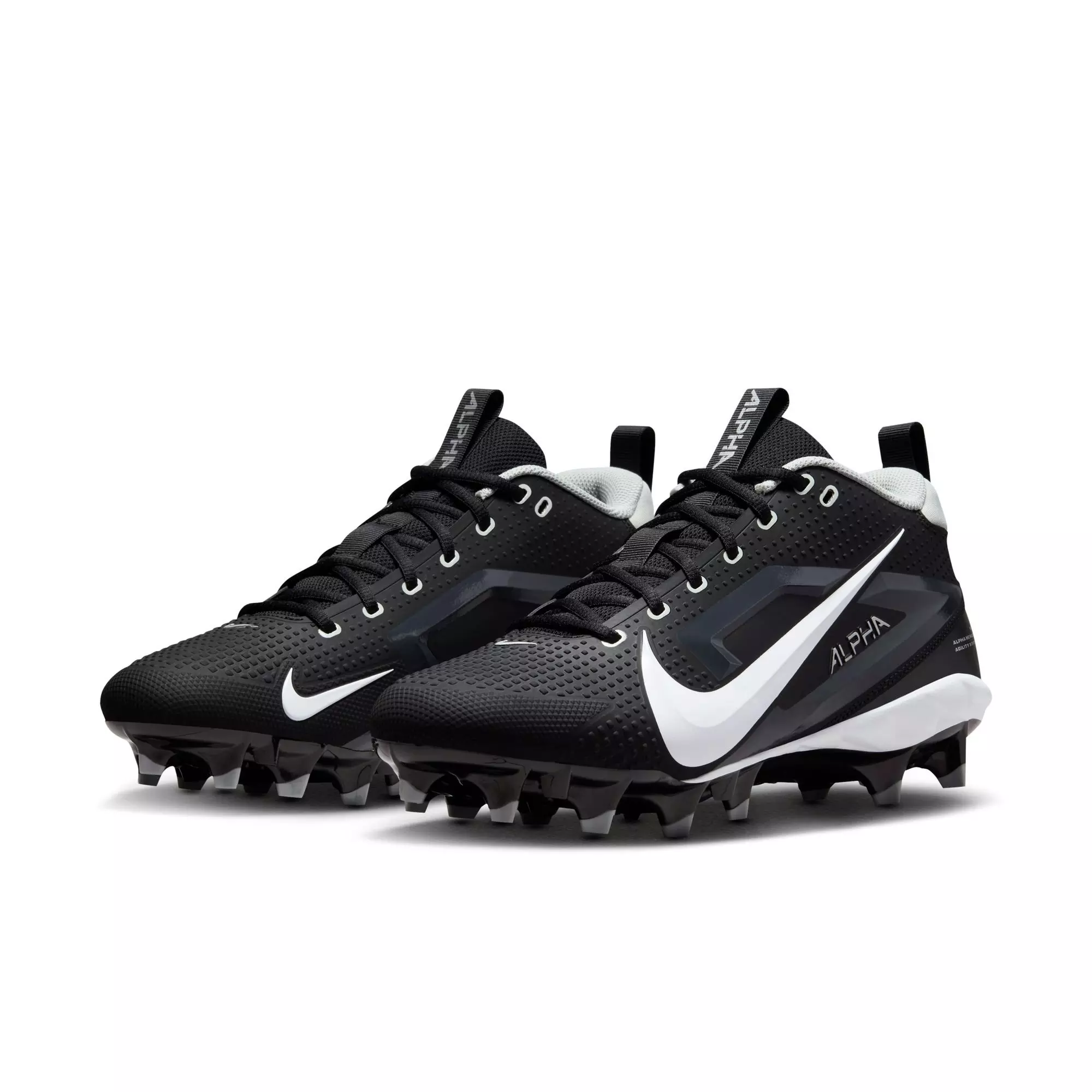 Nike Alpha Menace 4 Varsity "Black/White/Lt Smoke Grey" Men's Football Cleat - BLACK