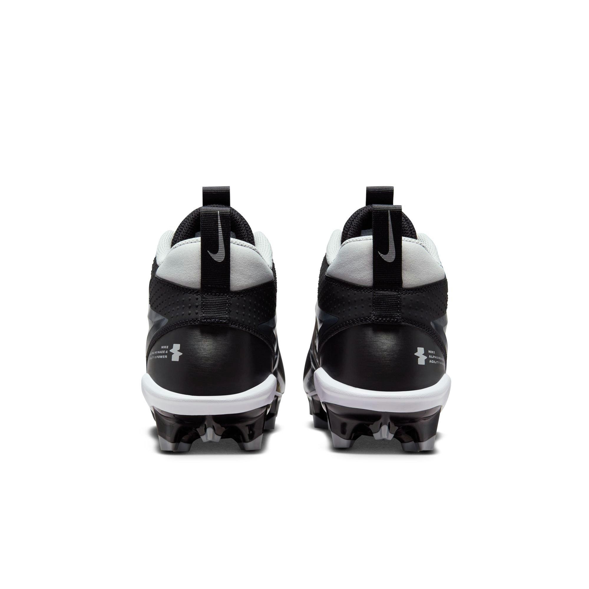 Nike Alpha Menace 4 Varsity "Black/White/Lt Smoke Grey" Men's Football Cleat - BLACK Thumbnail View 6