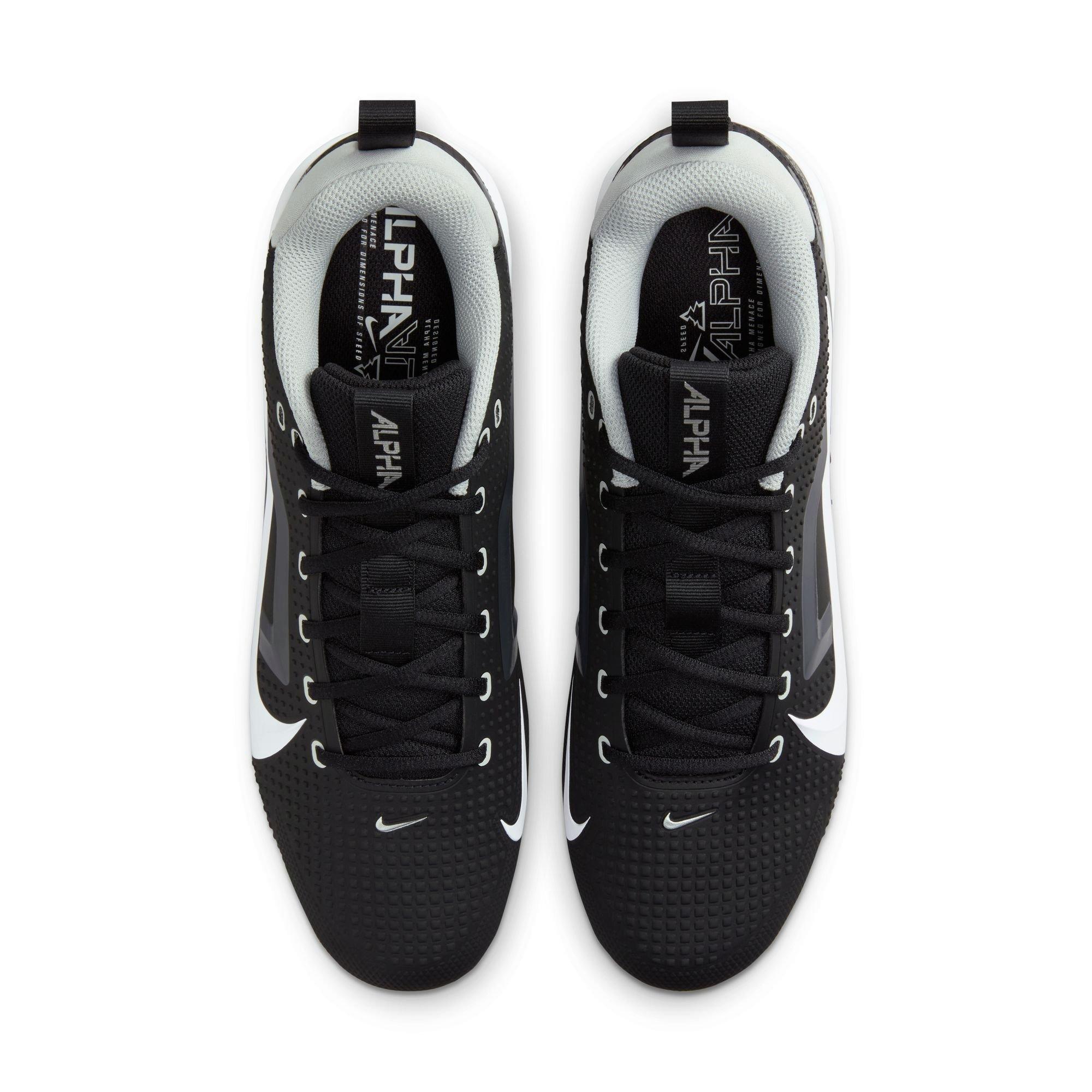 Nike Alpha Menace 4 Varsity "Black/White/Lt Smoke Grey" Men's Football Cleat - BLACK Thumbnail View 7