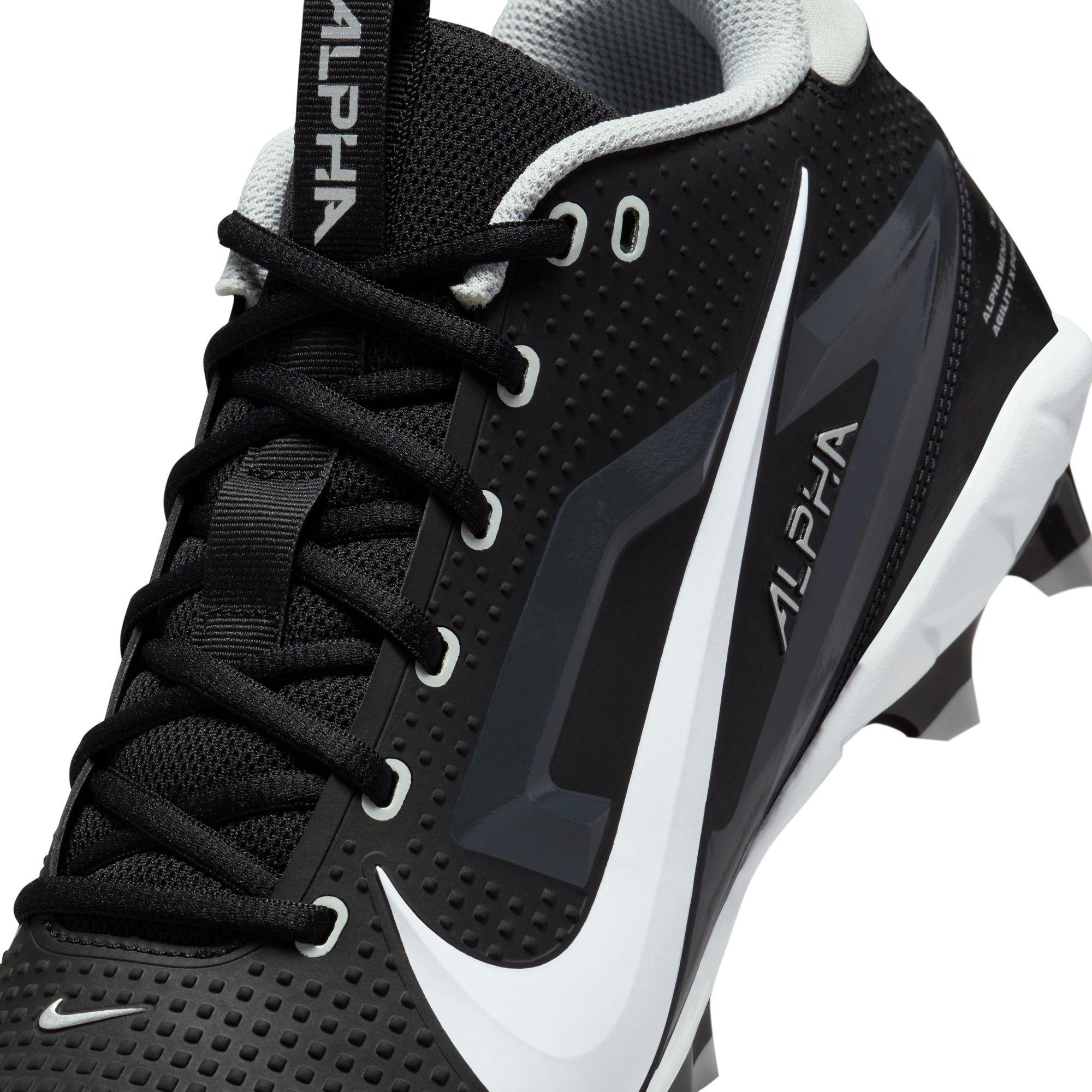 Nike Alpha Menace 4 Varsity "Black/White/Lt Smoke Grey" Men's Football Cleat - BLACK Thumbnail View 11