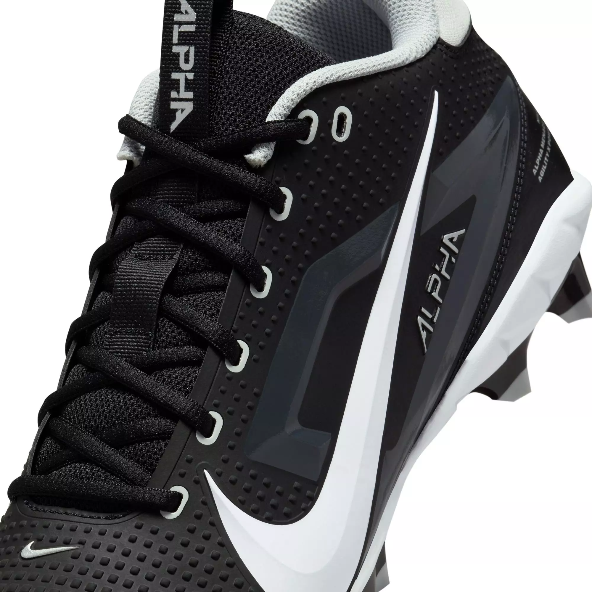 Nike Alpha Menace 4 Varsity "Black/White/Lt Smoke Grey" Men's Football Cleat - BLACK