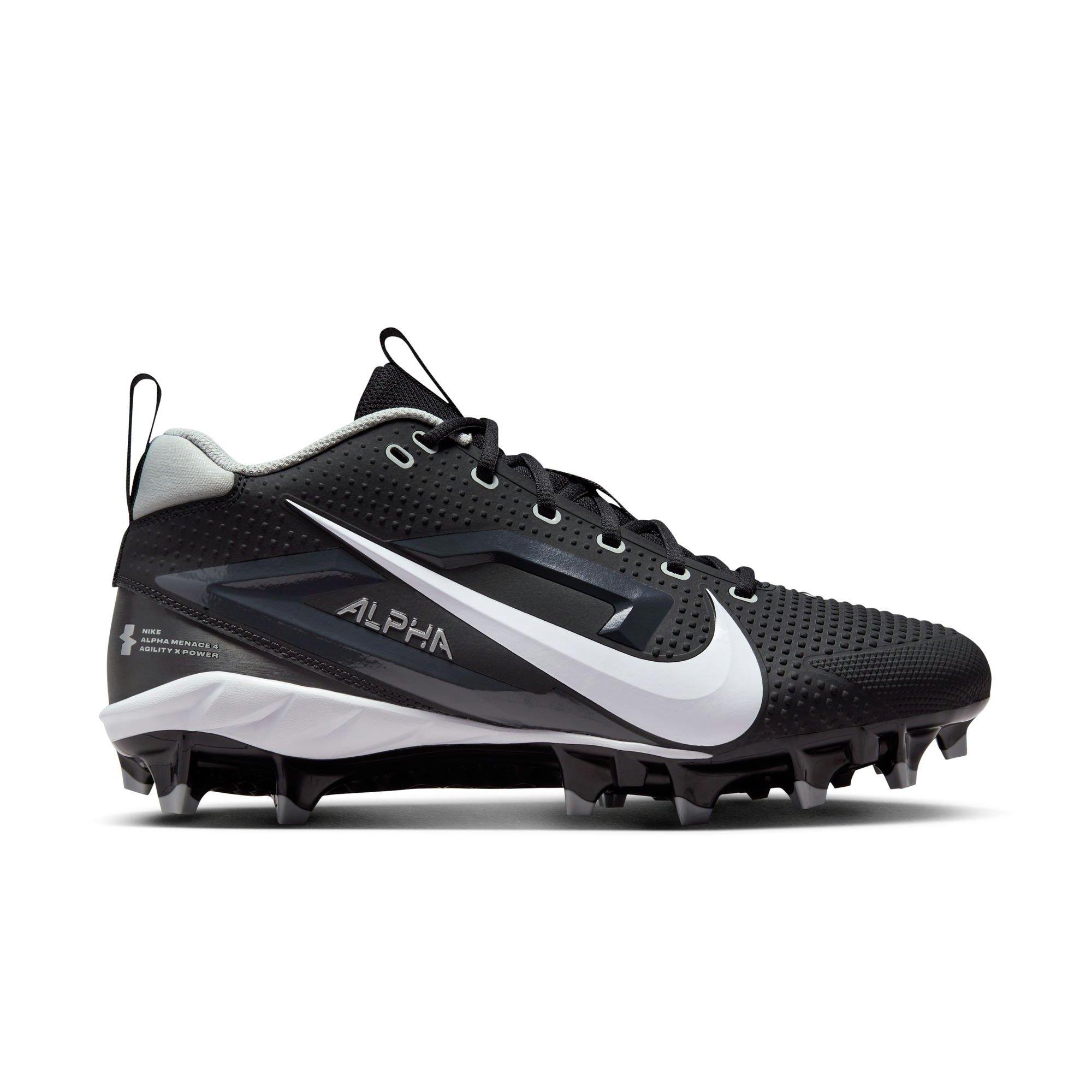Nike Alpha Menace 4 Varsity "Black/White/Lt Smoke Grey" Men's Football Cleat - BLACK Thumbnail View 1