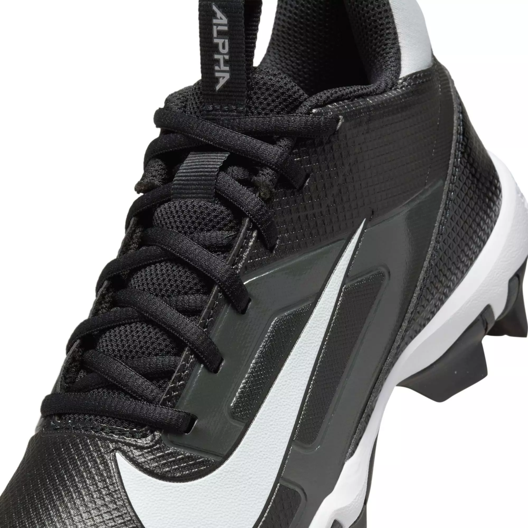 Nike Alpha Menace 4 Shark "Black/White/Lt Smoke Grey" Grade School Boys' Football Cleat - BLACK