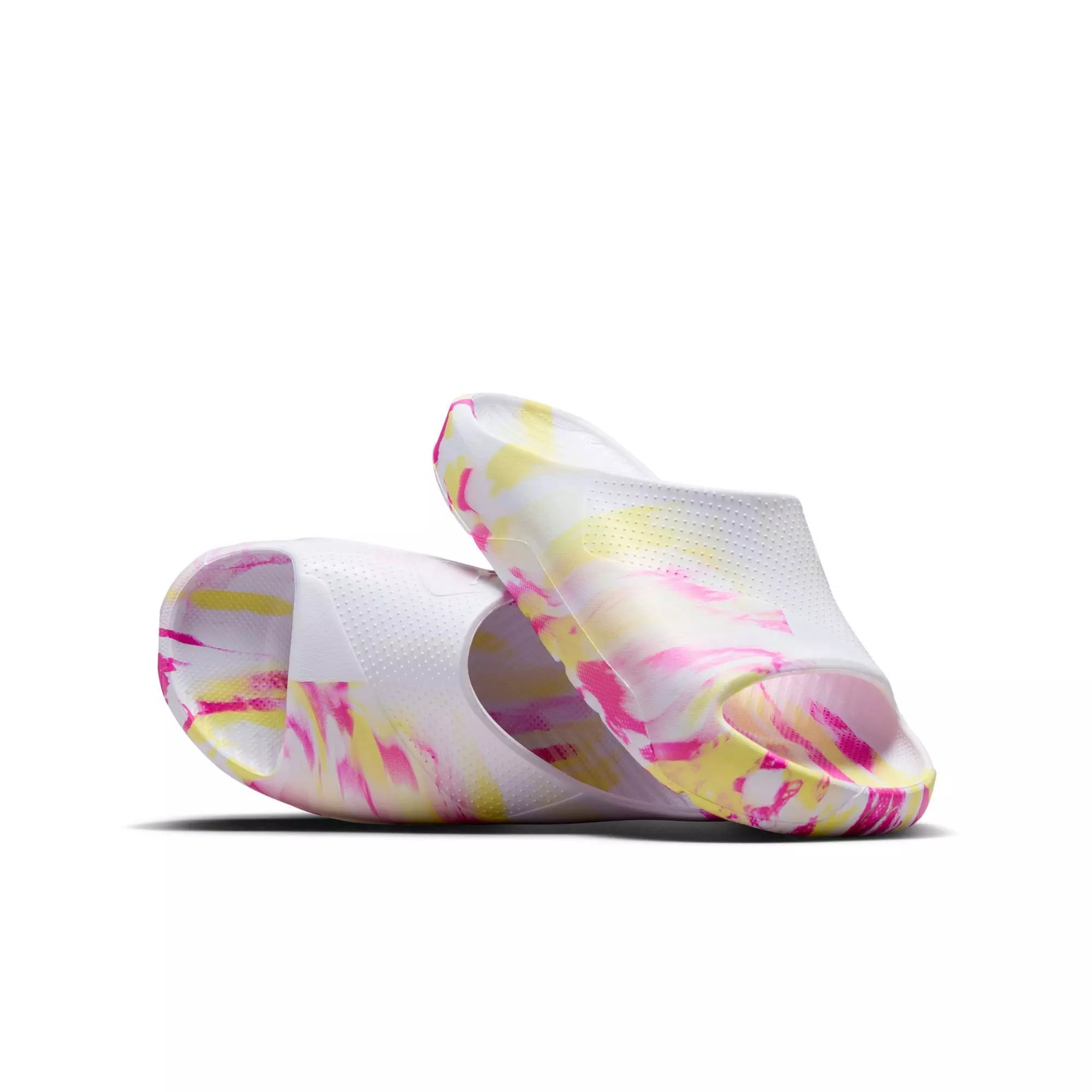 Jordan Post "White/Lt Laser Orange/Laser Fuchsia" Grade School Girls' Slide - PINK/YELLOW