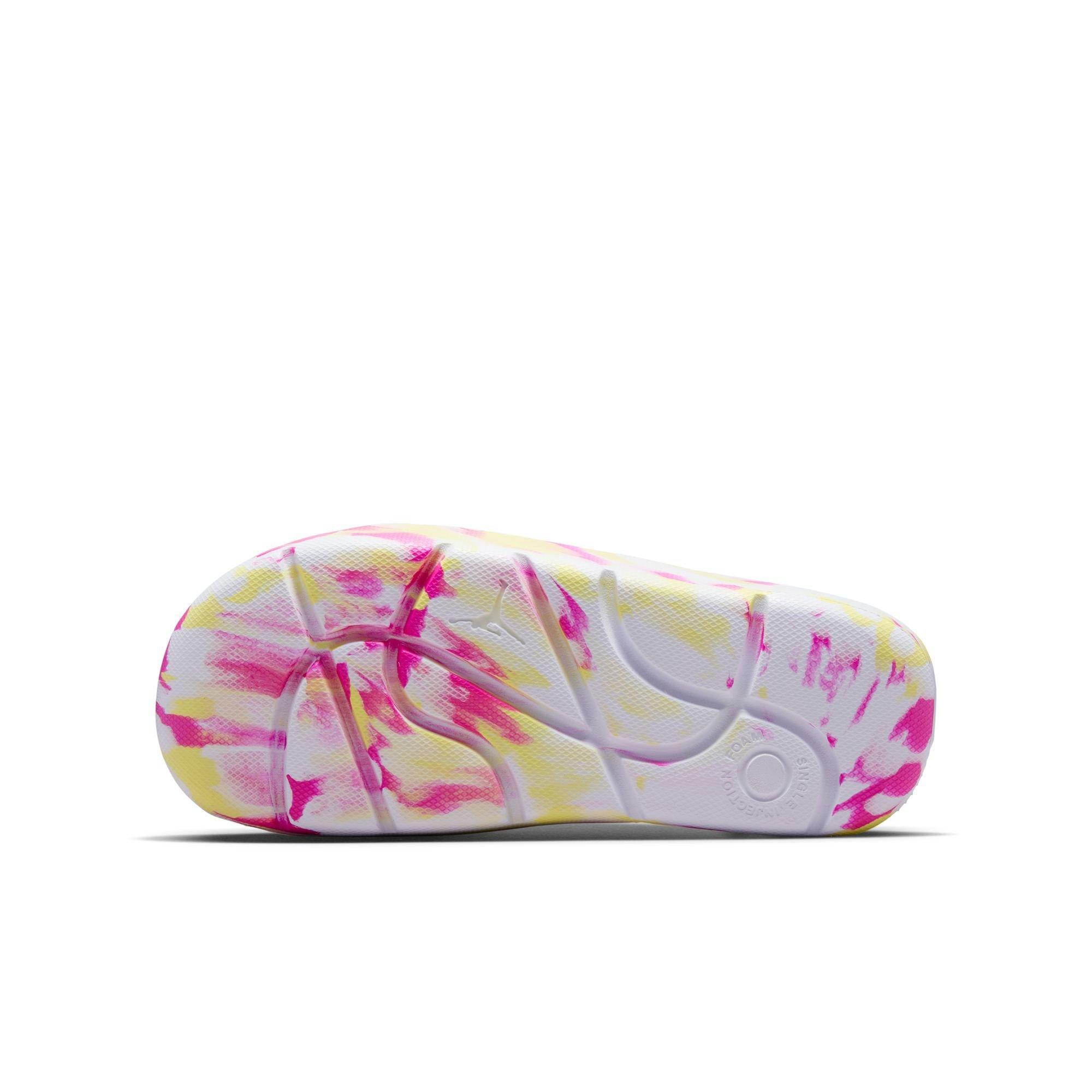 Jordan Post Grade School Girls' "White/Lt Laser Orange/Laser Fuchsia" Slide