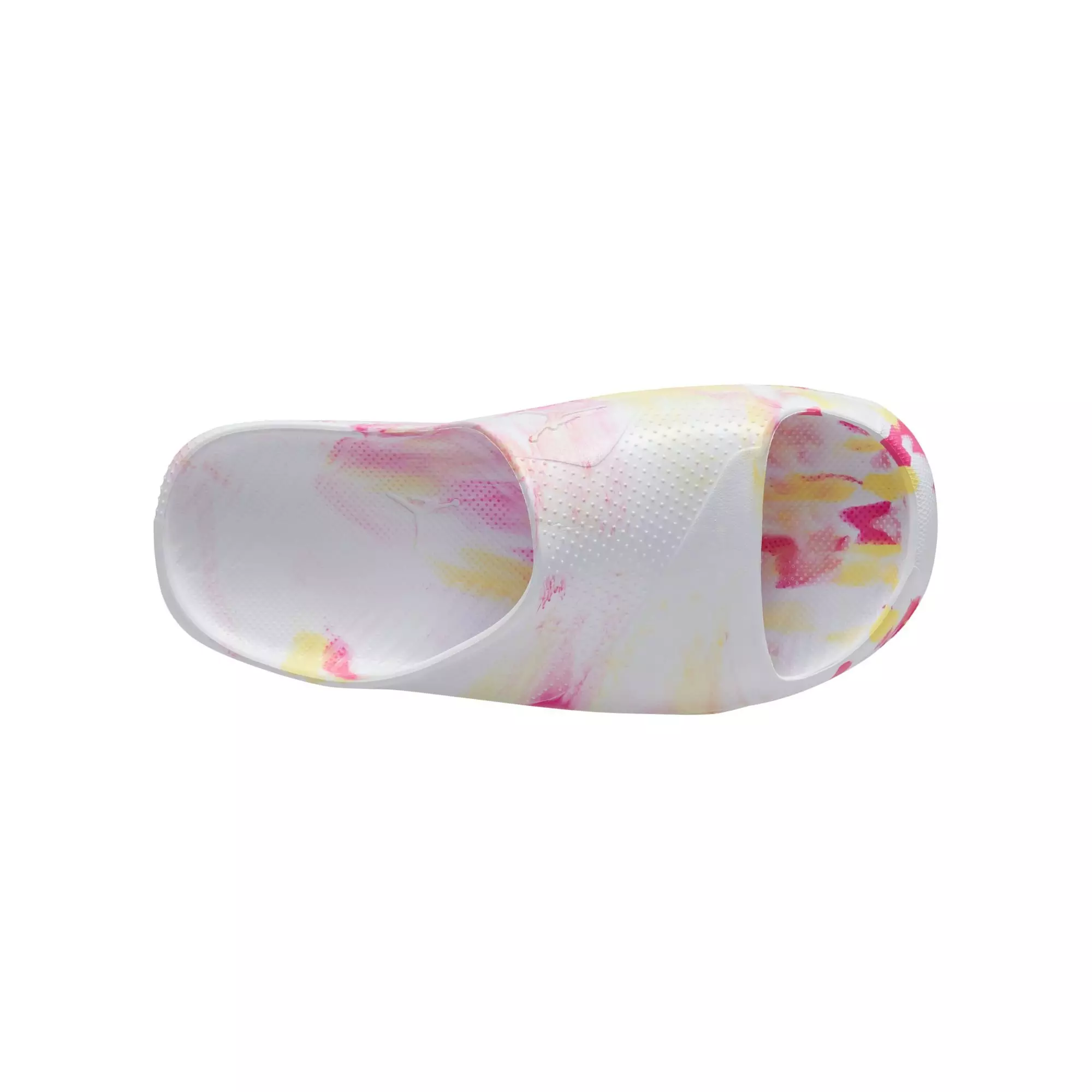 Jordan Post "White/Lt Laser Orange/Laser Fuchsia" Grade School Girls' Slide - PINK/YELLOW