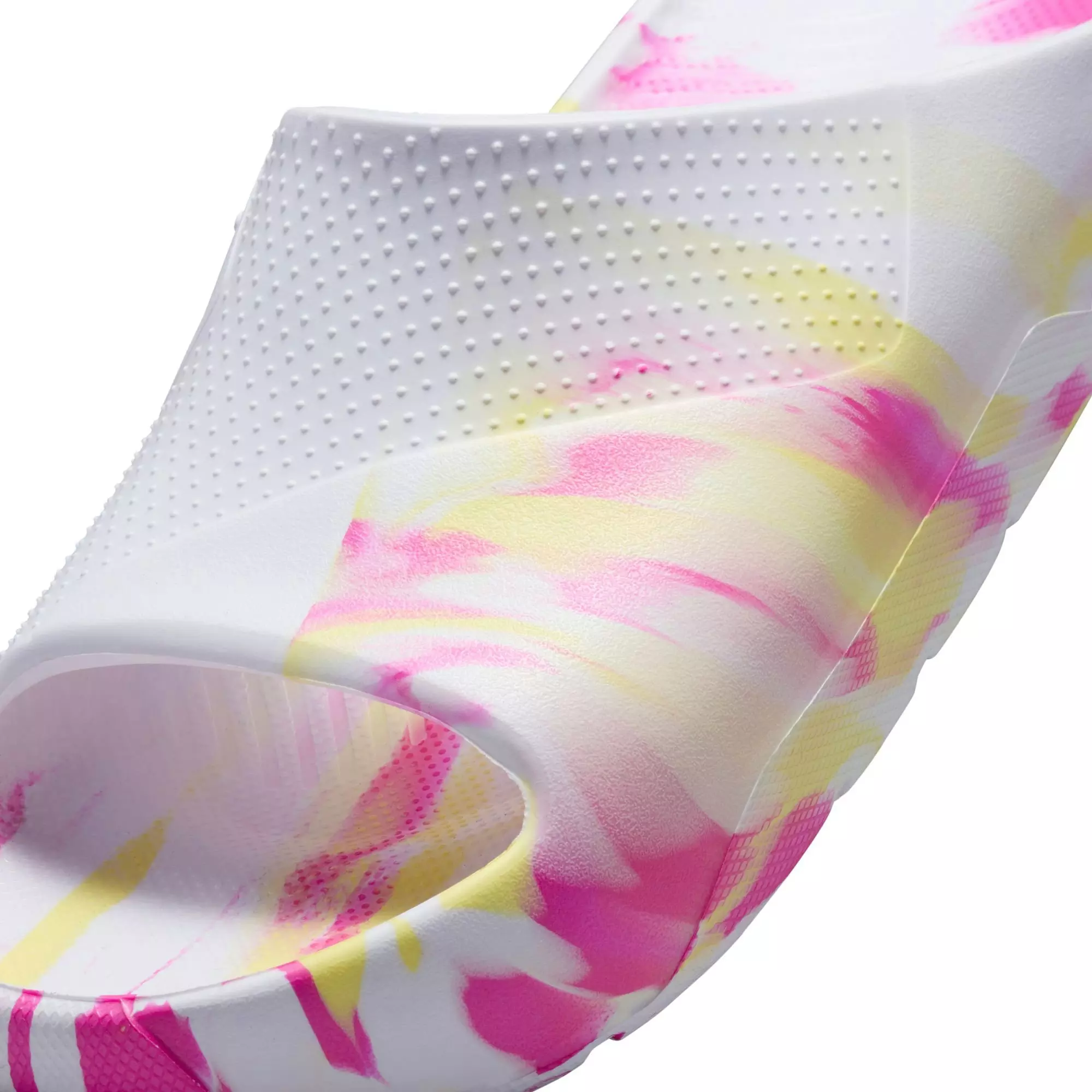 Jordan Post "White/Lt Laser Orange/Laser Fuchsia" Grade School Girls' Slide - PINK/YELLOW