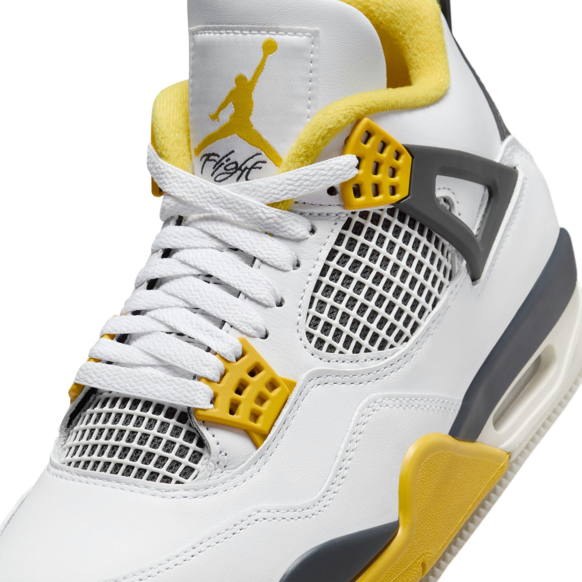 Jordan 4 Retro "Vivid Sulfur" Women's Shoe - WHITE/COCONUT MILK/VIVID SULFUR Thumbnail View 4