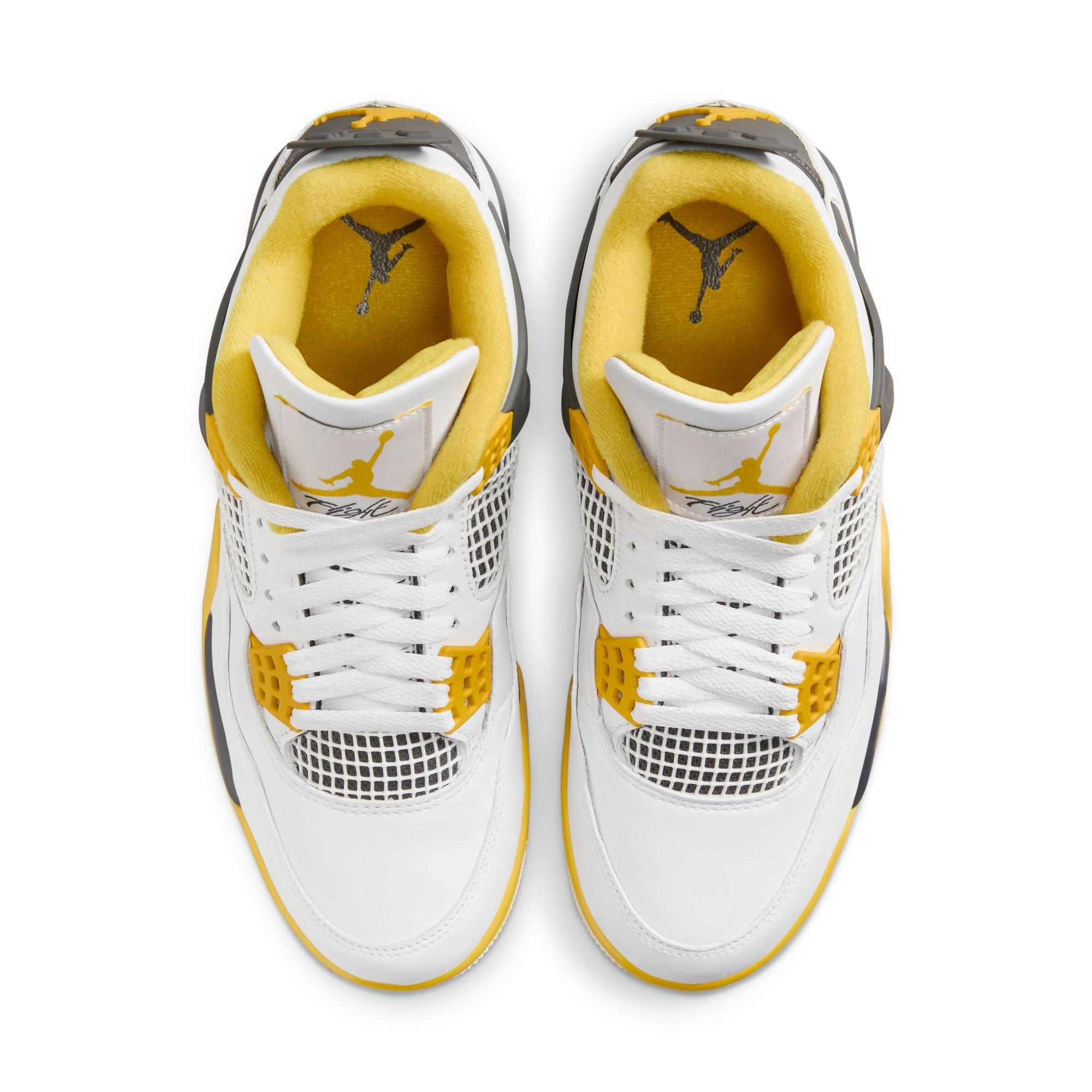Jordan 4 Retro "Vivid Sulfur" Women's Shoe - WHITE/COCONUT MILK/VIVID SULFUR Thumbnail View 9