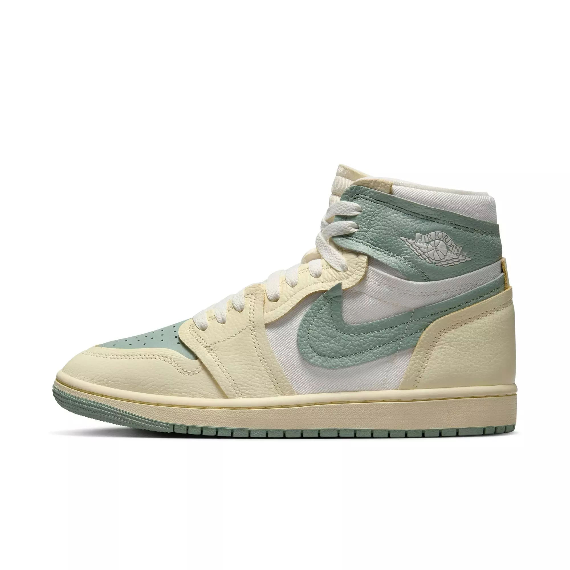 Jordan 1 High Method of Make "Legend Sand/Jade Smoke/Sail/Muslin" Women's Shoe - GREEN