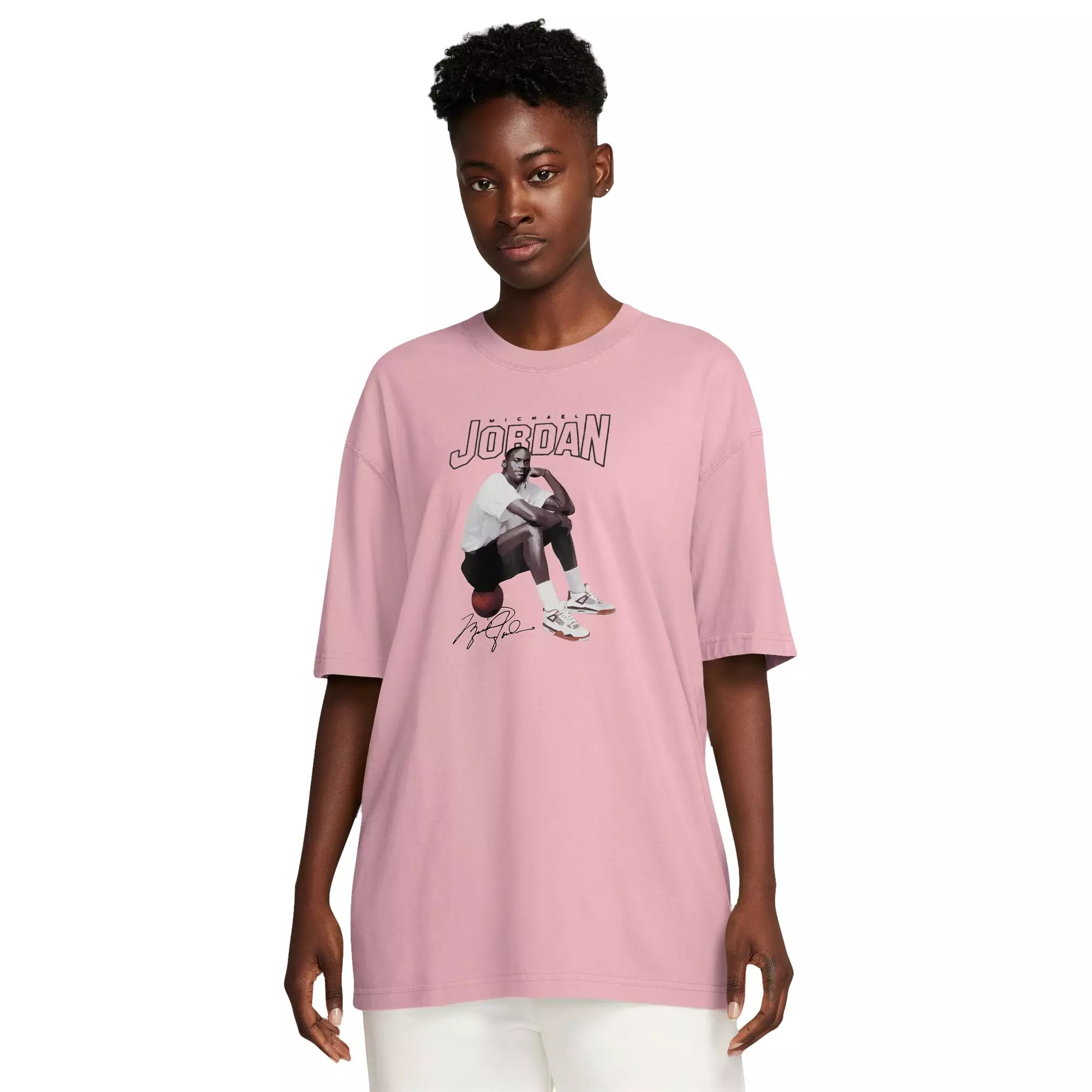 Jordan Women's Graphic Oversize Tee - Pink - PINK/BLACK