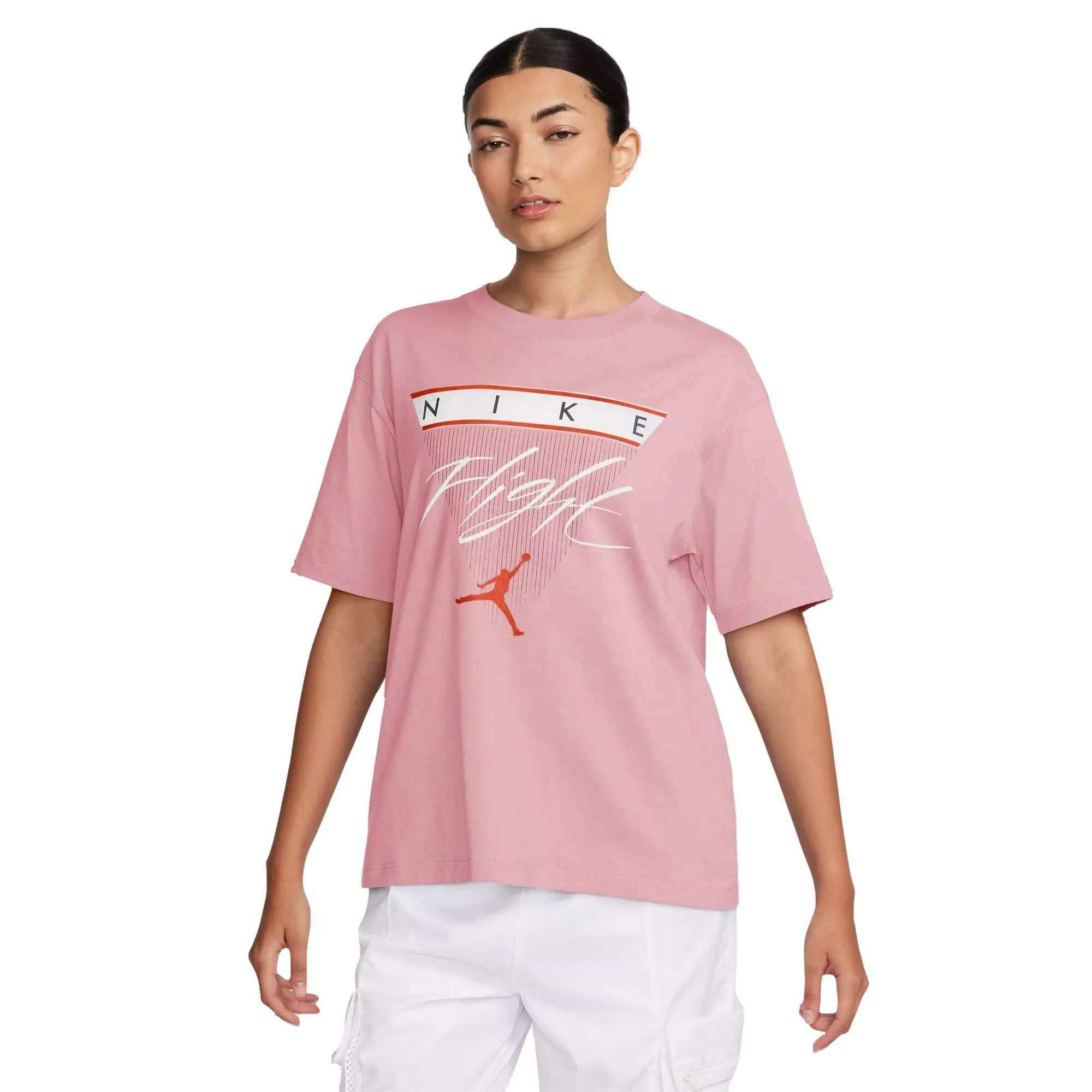 Jordan Women's Flight Heritage Graphic Tee-Pink/Black - PINK/BLACK
