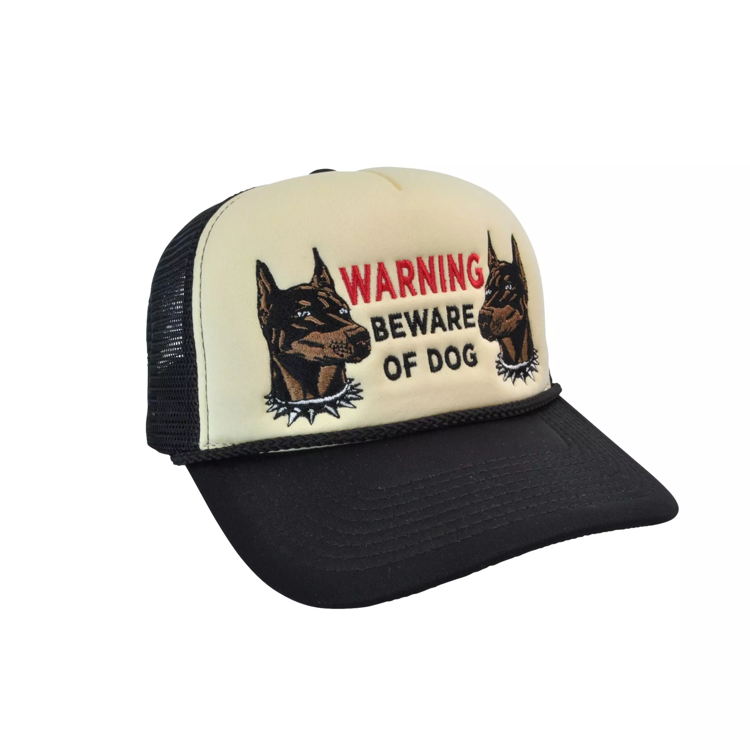 Field Grade Beware of Dog Foam Trucker Snapback-Cream - CREAM
