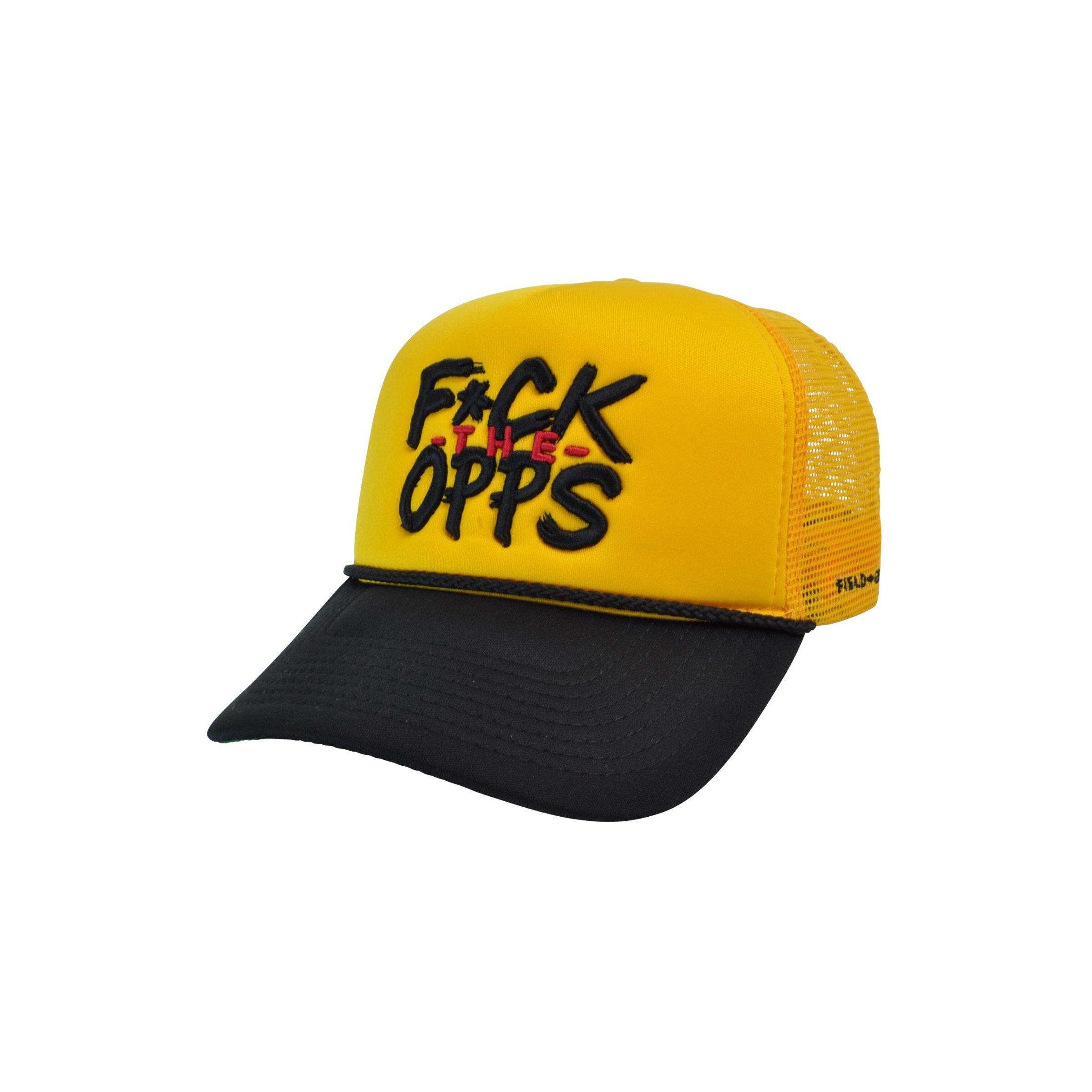 Trucker Snapback Hat 'F*cks The Opps' Yellow/Black | Hibbett