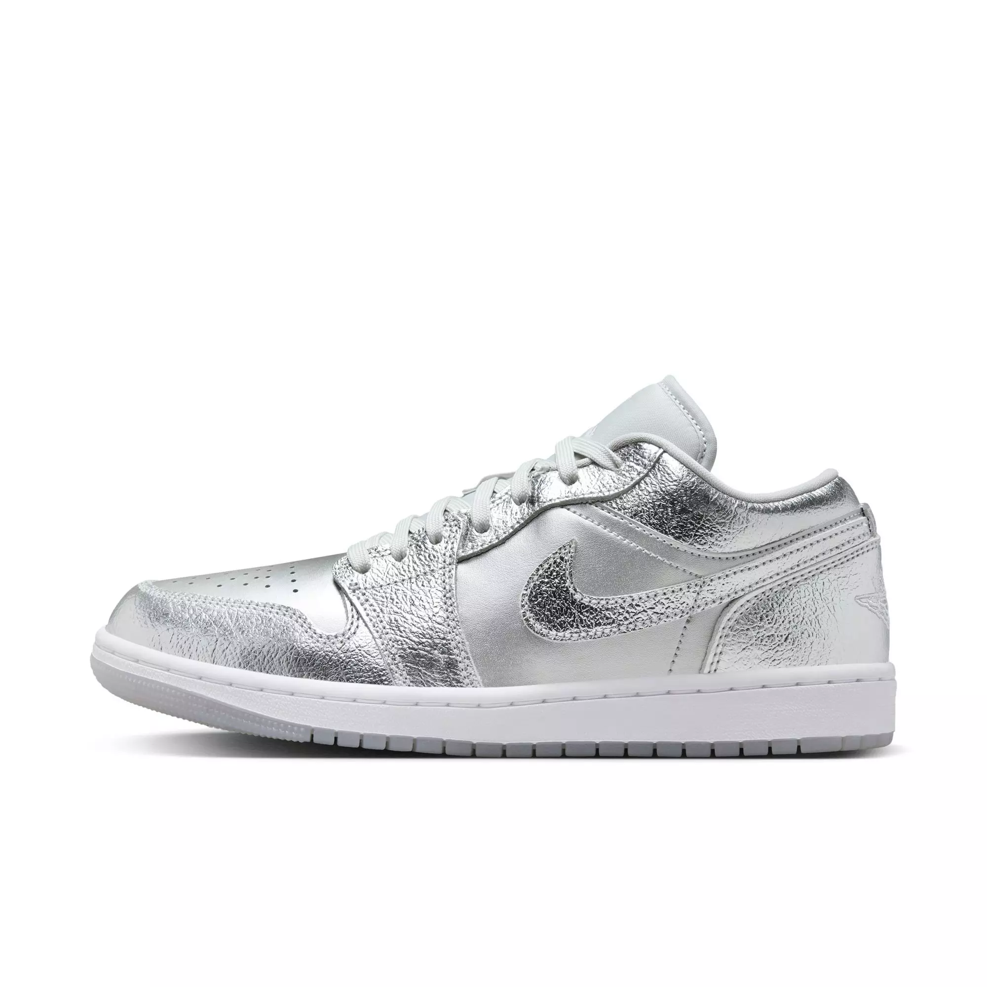 Jordan 1 Low "Metallic Silver/Photon Dust/Wolf Grey" Women's Shoe - WHITE/SILVER