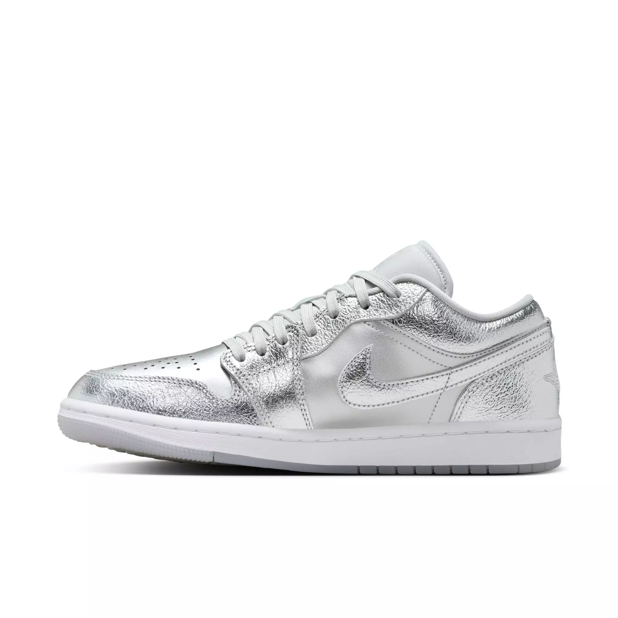 Jordan 1 Low "Metallic Silver/Photon Dust/Wolf Grey" Women's Shoe - WHITE/SILVER