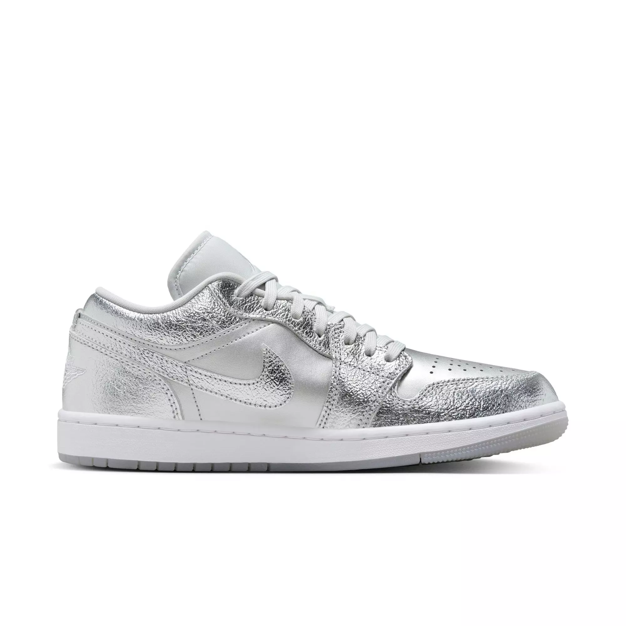 Jordan 1 Low "Metallic Silver/Photon Dust/Wolf Grey" Women's Shoe - WHITE/SILVER