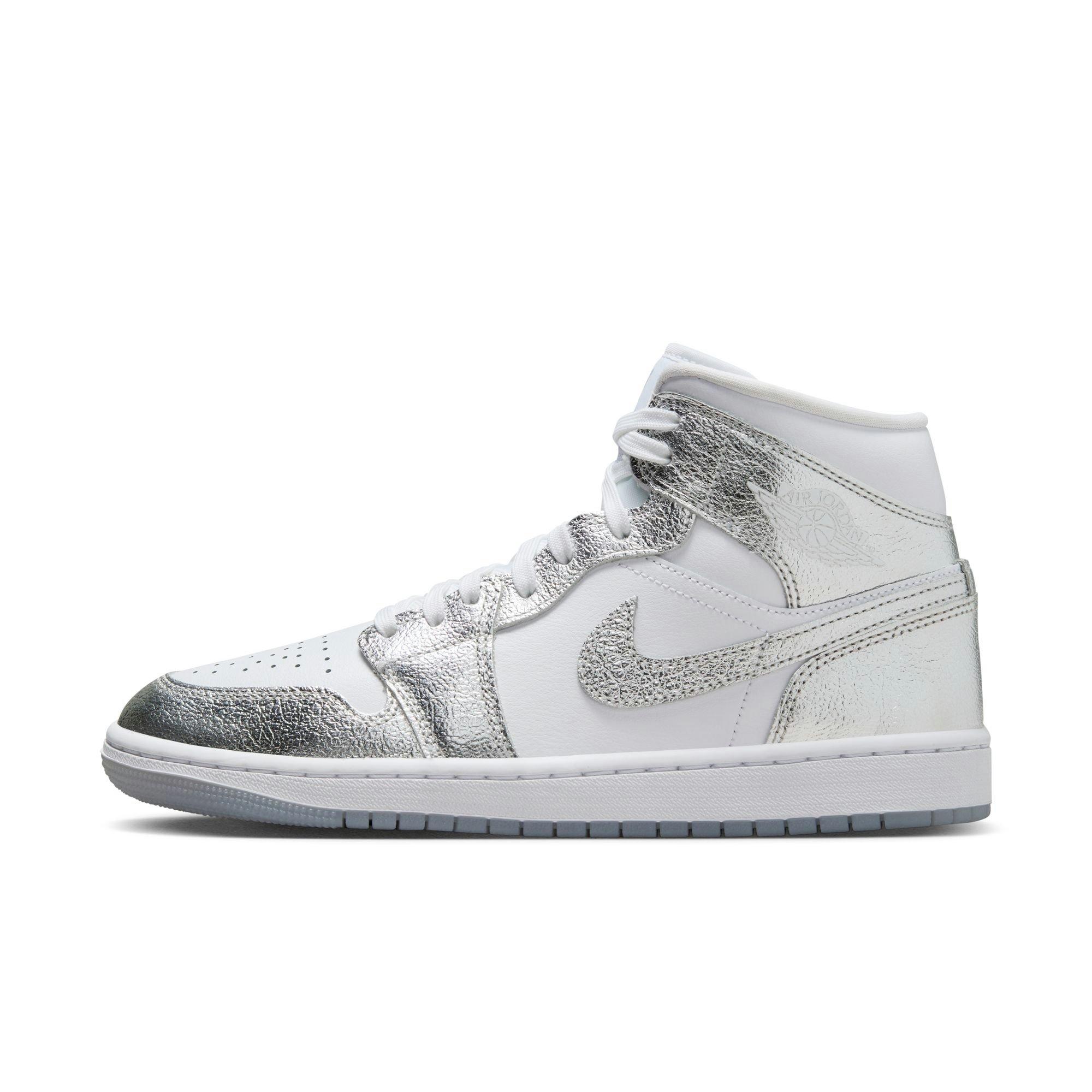 Jordan Mid SE "White/Metallic Silver/Wolf Grey" Women's Shoe - WHITE/SILVER Thumbnail View 2