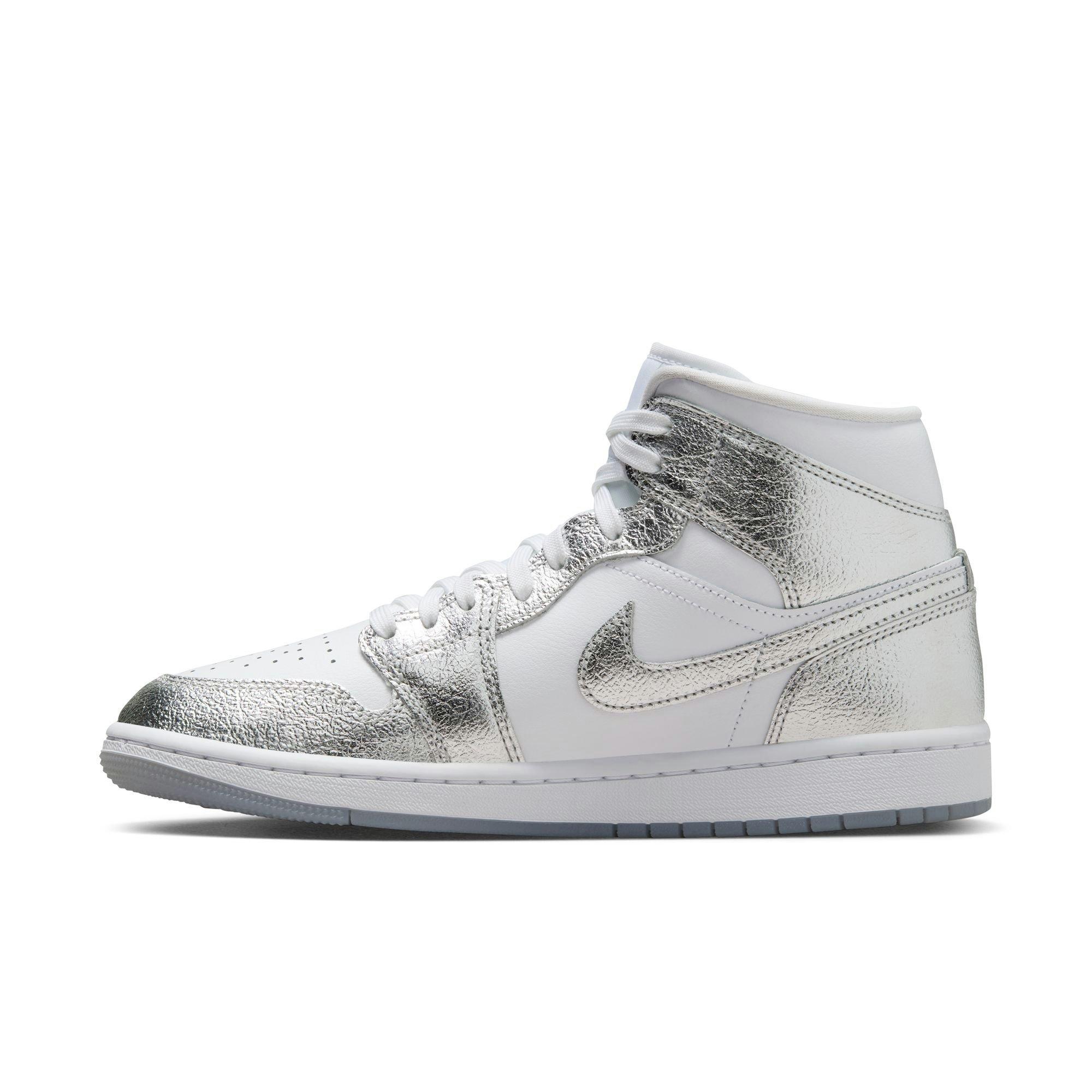 Jordan Mid SE "White/Metallic Silver/Wolf Grey" Women's Shoe - WHITE/SILVER Thumbnail View 3