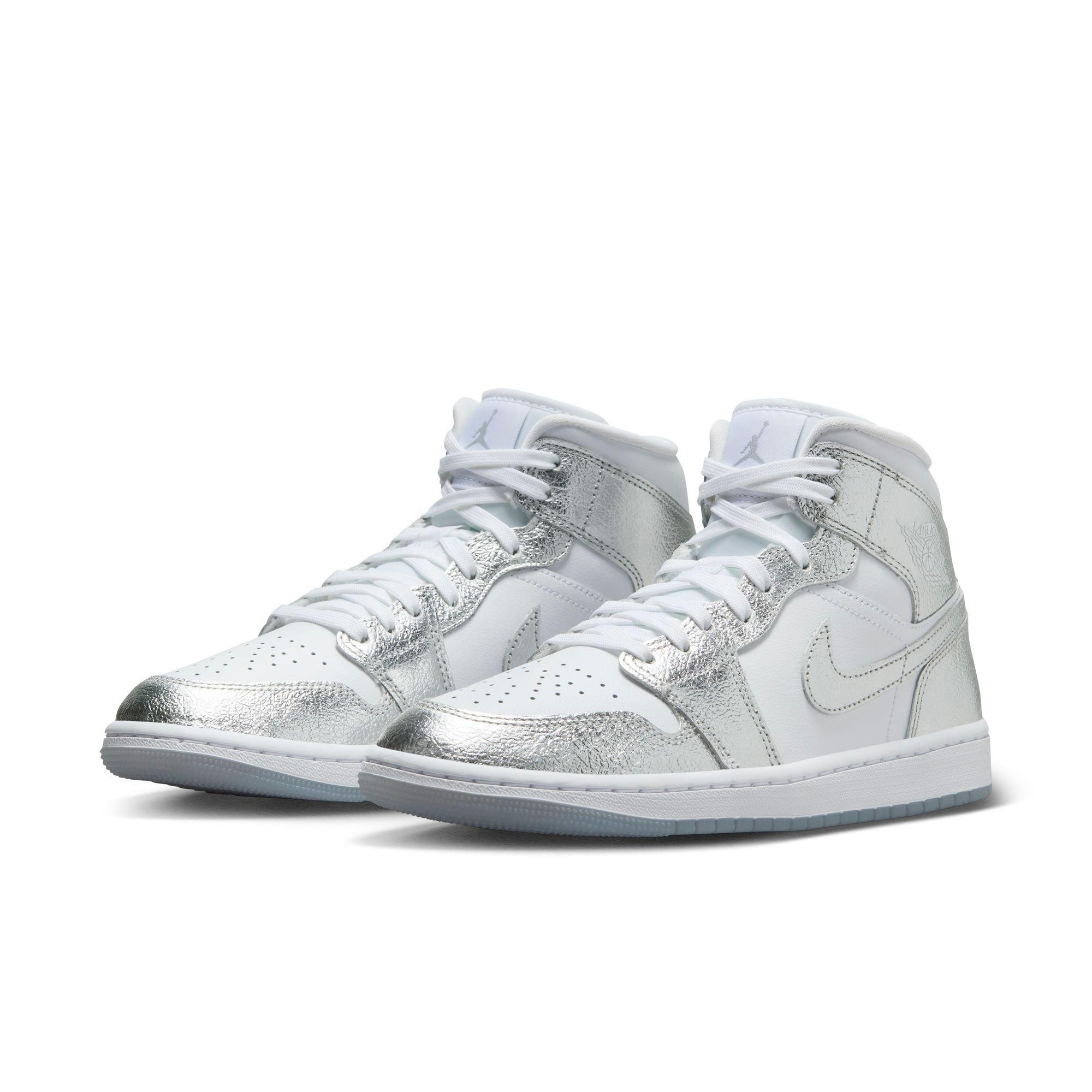 Jordan Mid SE "White/Metallic Silver/Wolf Grey" Women's Shoe - WHITE/SILVER Thumbnail View 4