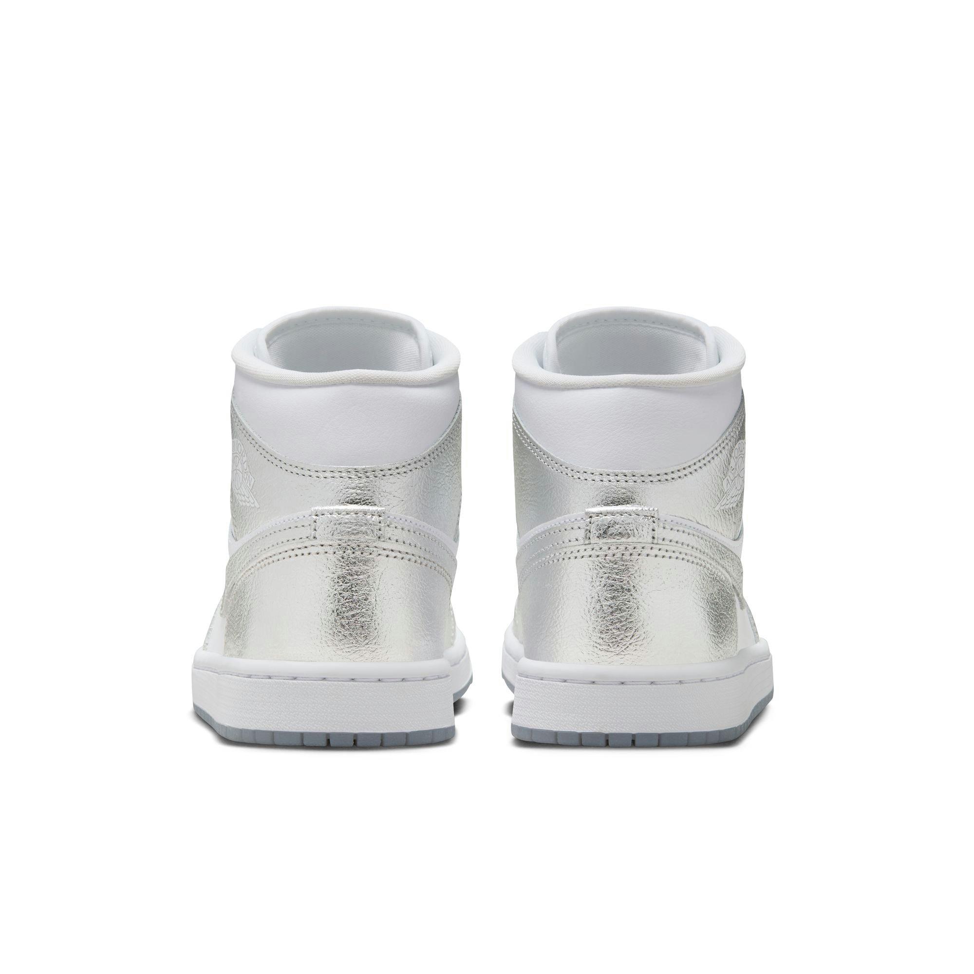 Jordan Mid SE "White/Metallic Silver/Wolf Grey" Women's Shoe - WHITE/SILVER Thumbnail View 5