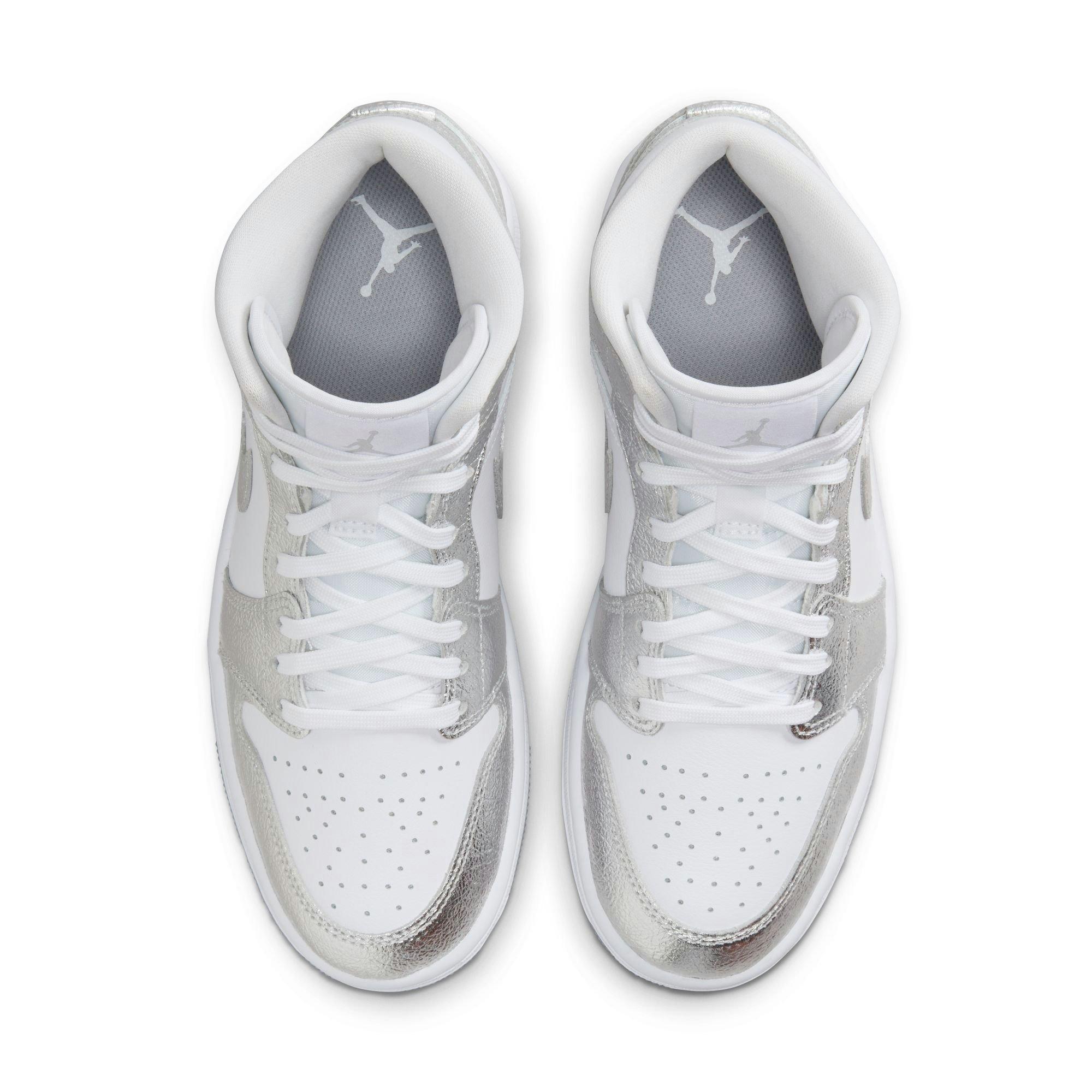 Jordan Mid SE "White/Metallic Silver/Wolf Grey" Women's Shoe - WHITE/SILVER Thumbnail View 6