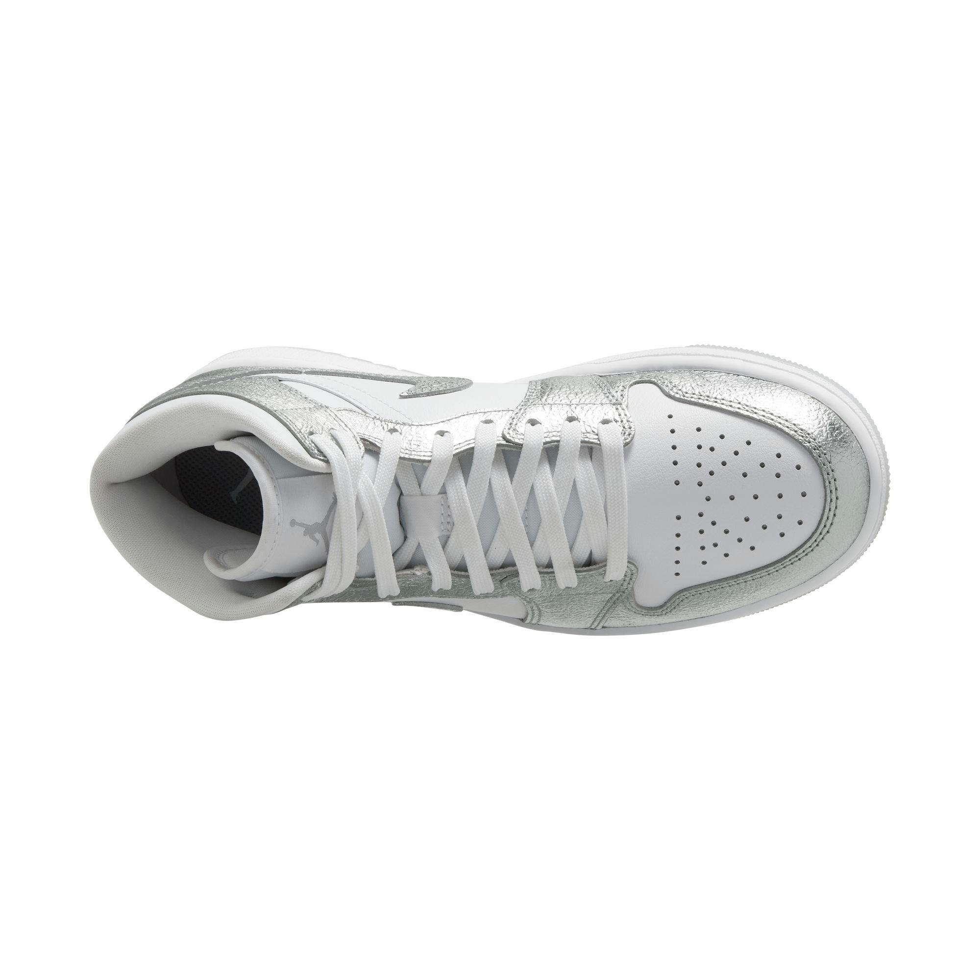 Jordan Mid SE "White/Metallic Silver/Wolf Grey" Women's Shoe - WHITE/SILVER Thumbnail View 7
