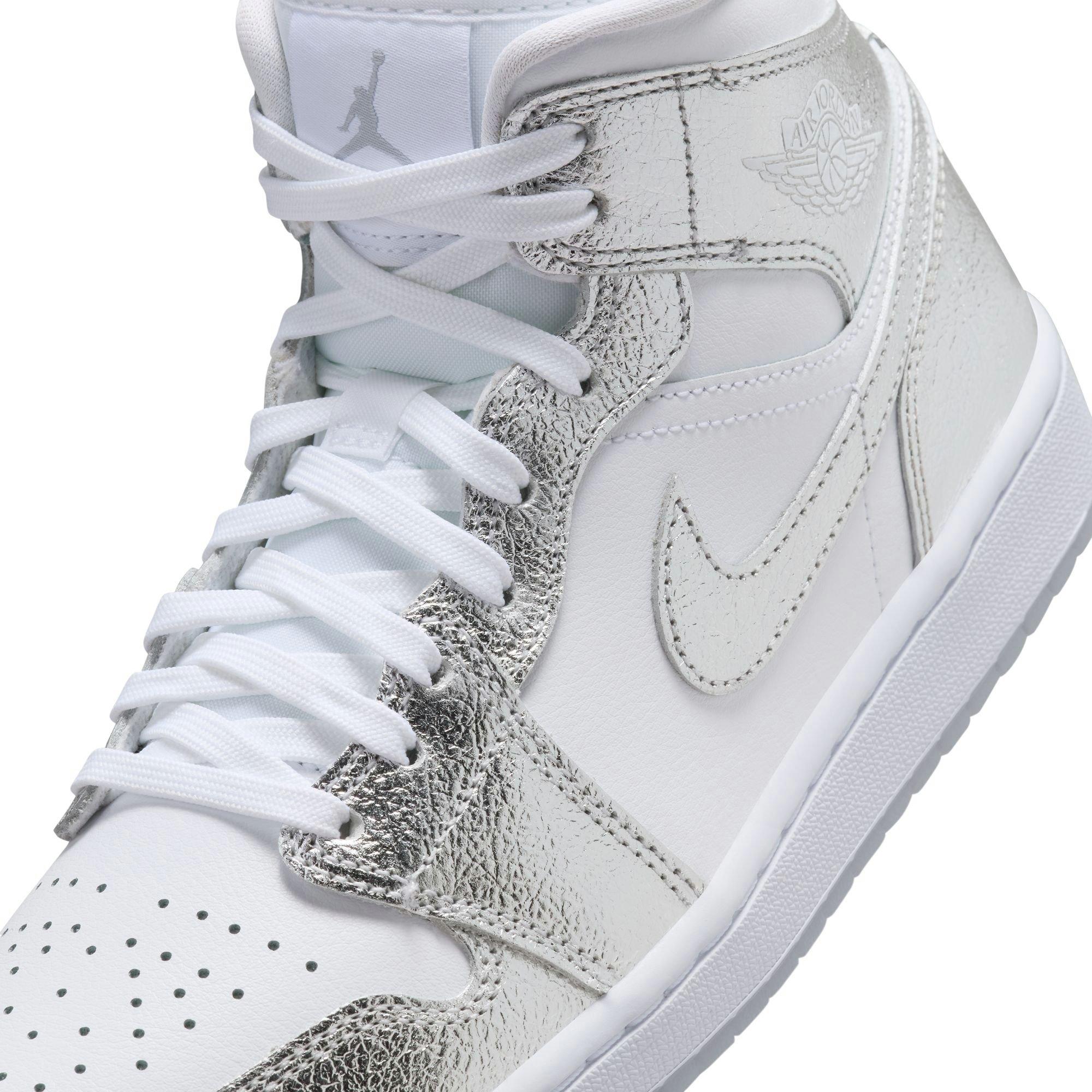 Jordan Mid SE "White/Metallic Silver/Wolf Grey" Women's Shoe - WHITE/SILVER Thumbnail View 9