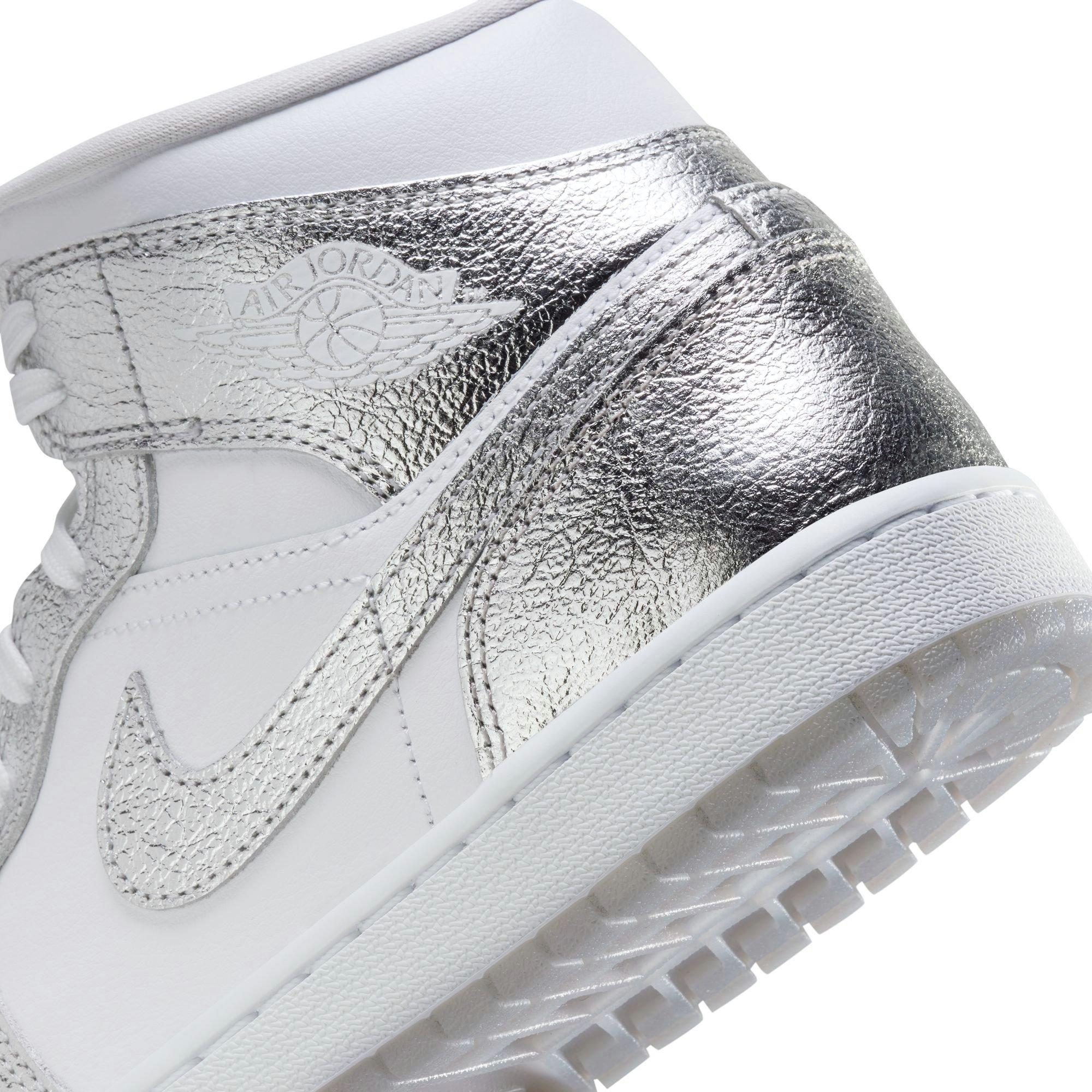 Jordan Mid SE "White/Metallic Silver/Wolf Grey" Women's Shoe - WHITE/SILVER Thumbnail View 10