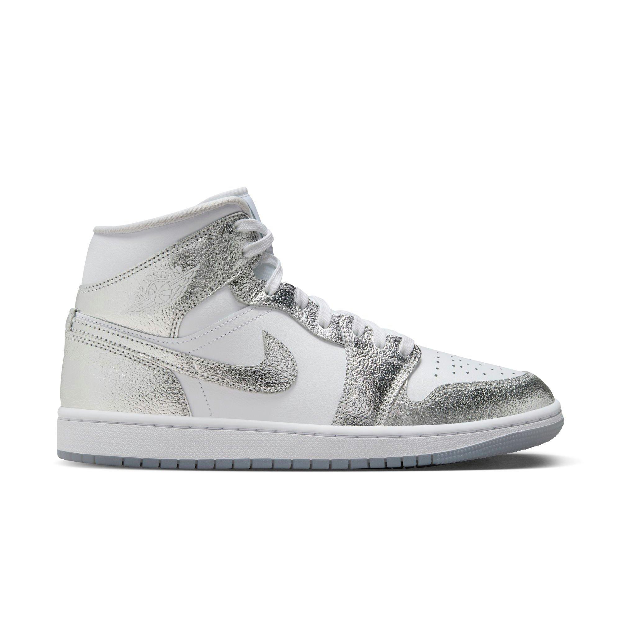 Jordan Mid SE "White/Metallic Silver/Wolf Grey" Women's Shoe - WHITE/SILVER Thumbnail View 1