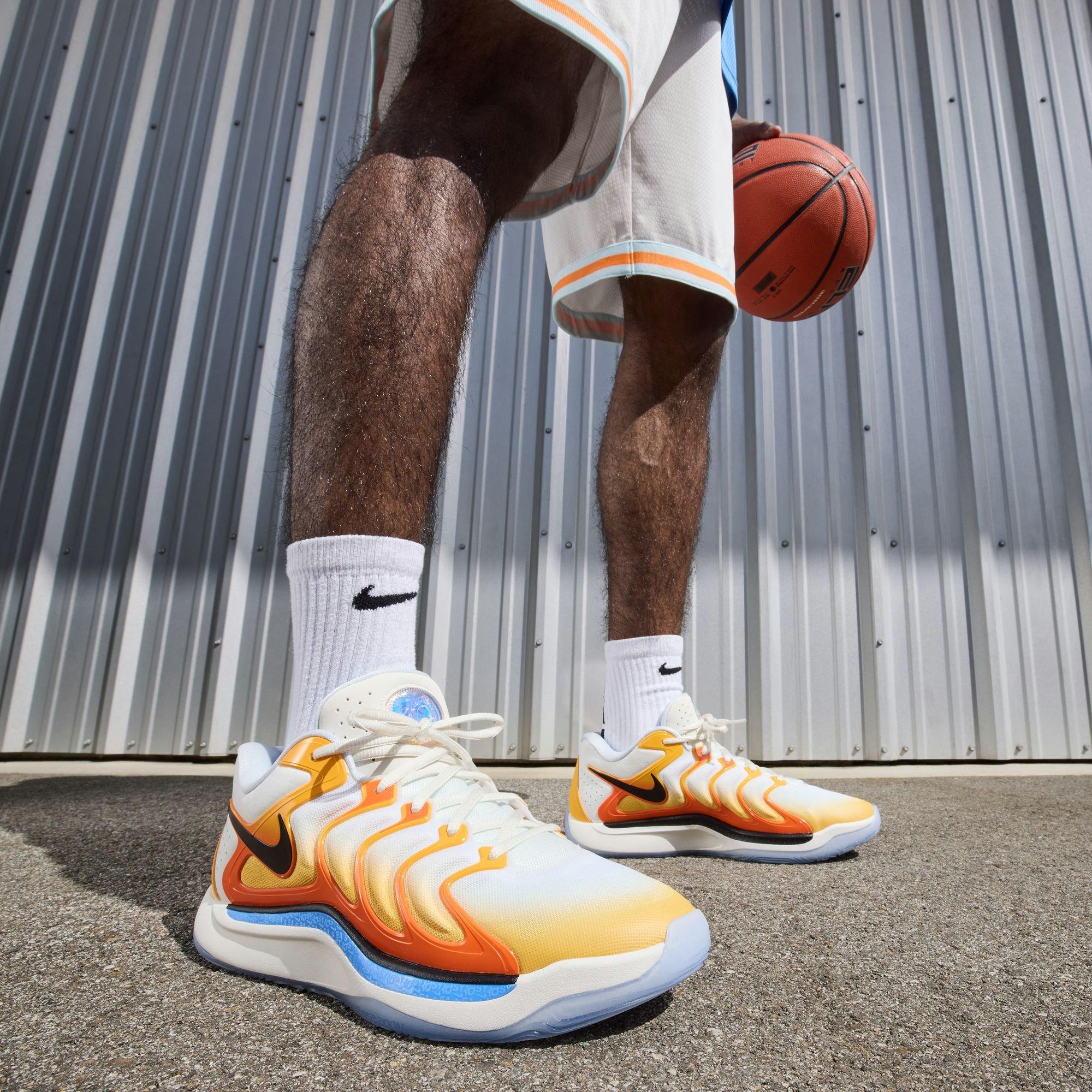 Nike KD17 "Sunrise" Men's Basketball Shoe - UNIVERSITY GOLD/BLACK/SAFETY ORANGE Thumbnail View 6