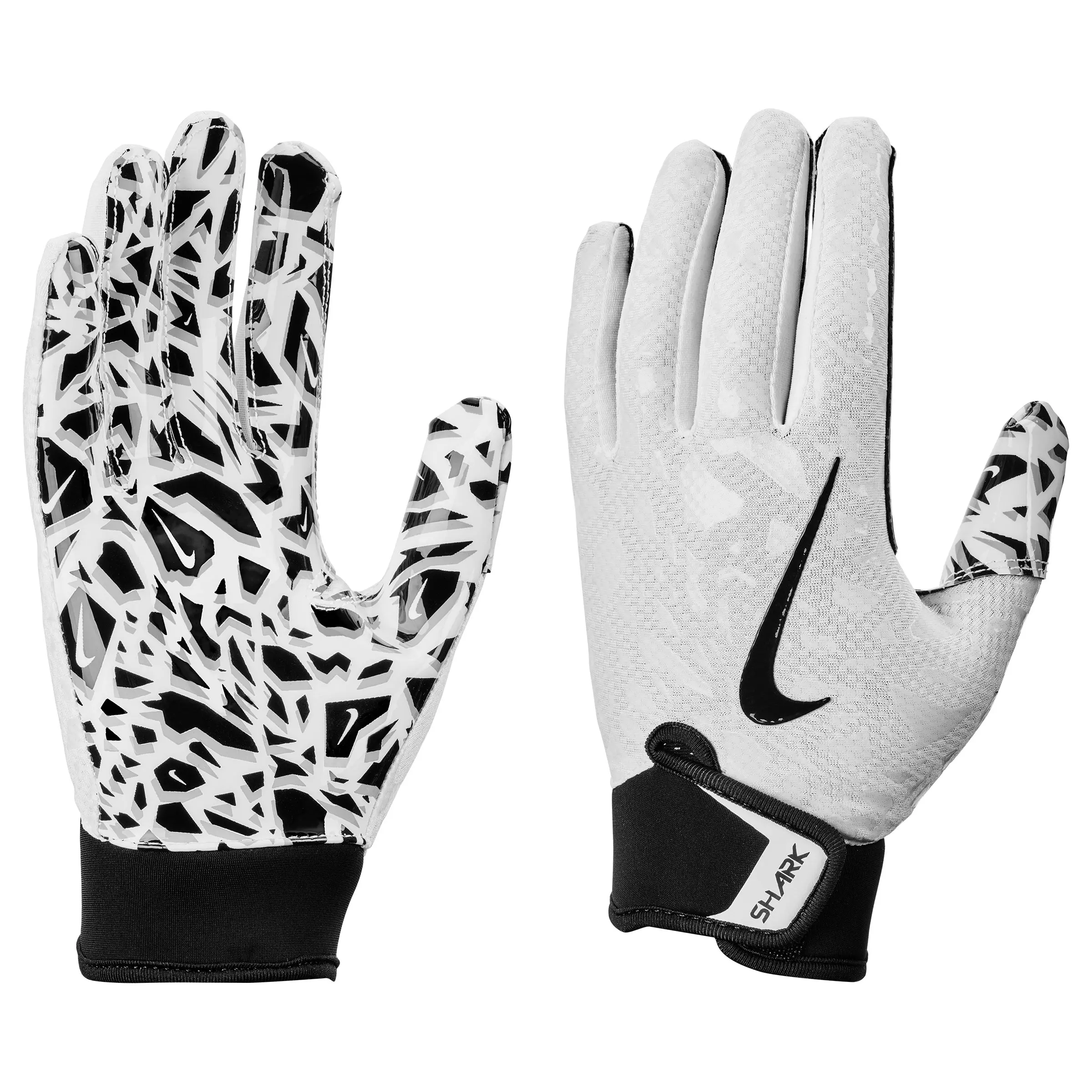 Nike Youth Shark 2.0 Football Receiver Gloves - White/Black - WHITE/BLACK