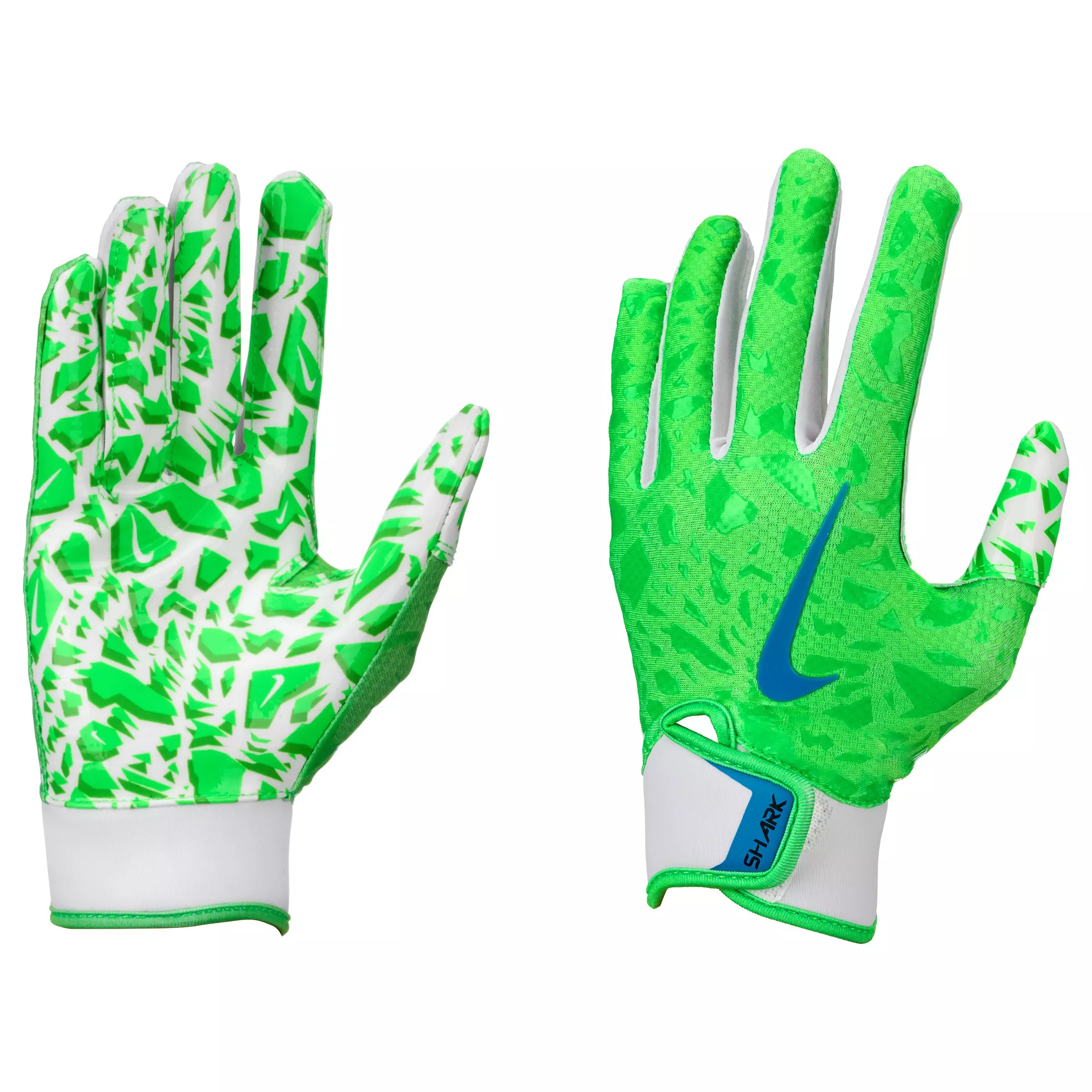 Nike Shark 2.0 Youth Football Receiver Gloves - Green/White - GREEN/WHITE