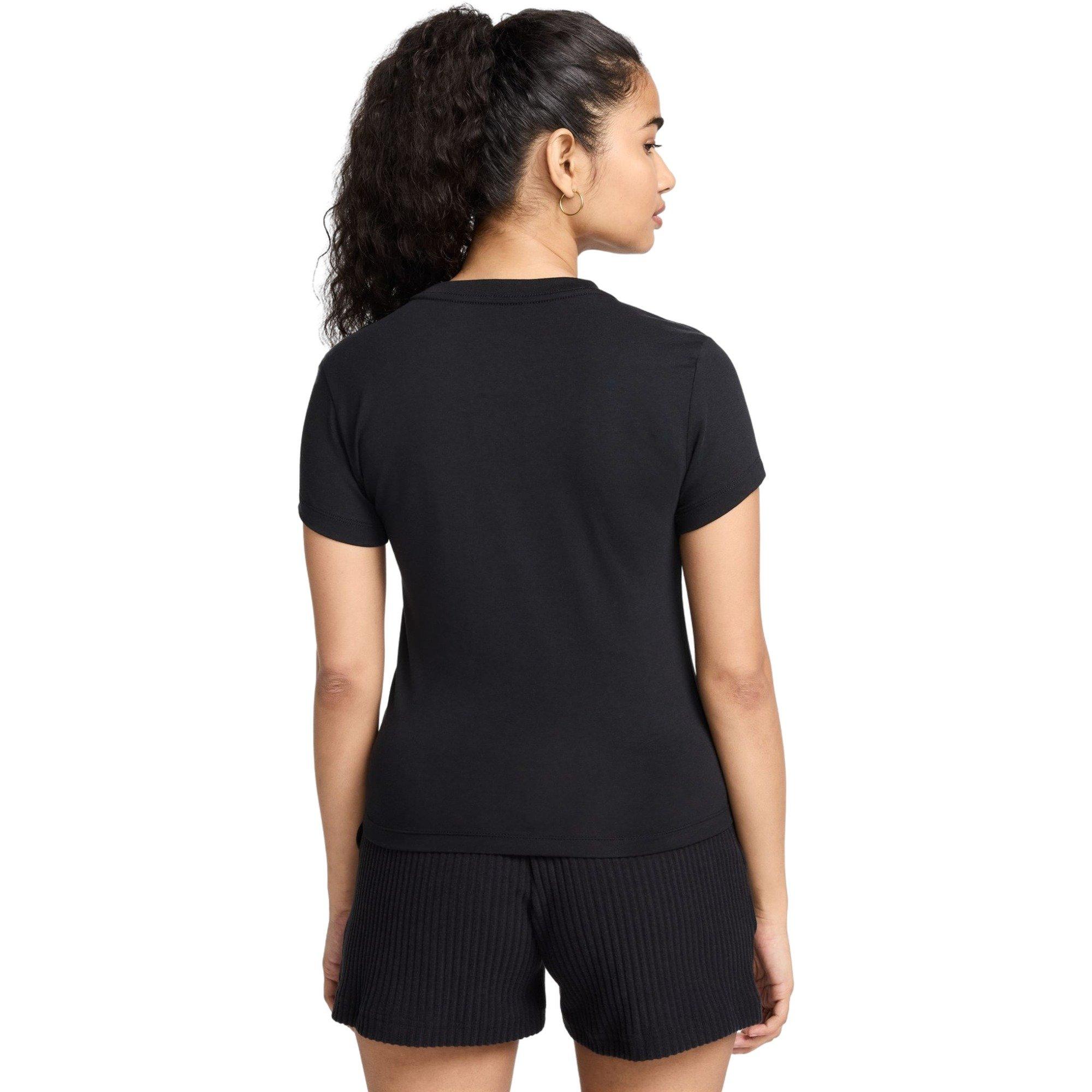 Nike Women's Sportswear Chill Knit Mod Crop Tee - BLACK Thumbnail View 2