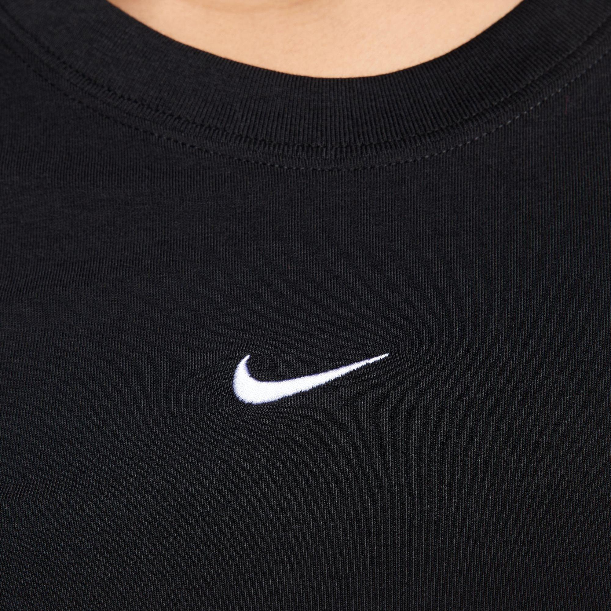 Nike Women's Sportswear Chill Knit Mod Crop Tee - BLACK Thumbnail View 5