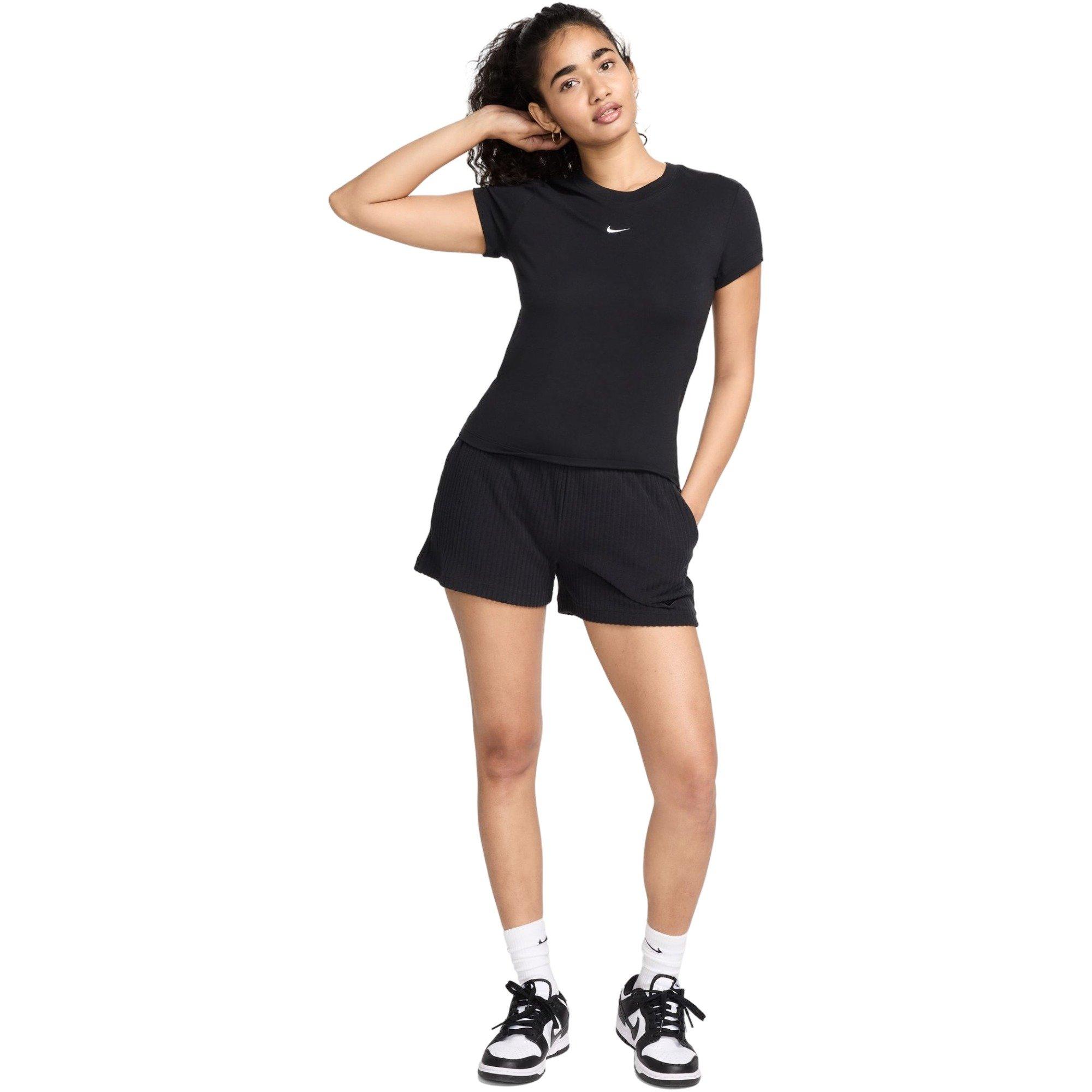 Nike Women's Sportswear Chill Knit Mod Crop Tee - BLACK Thumbnail View 6