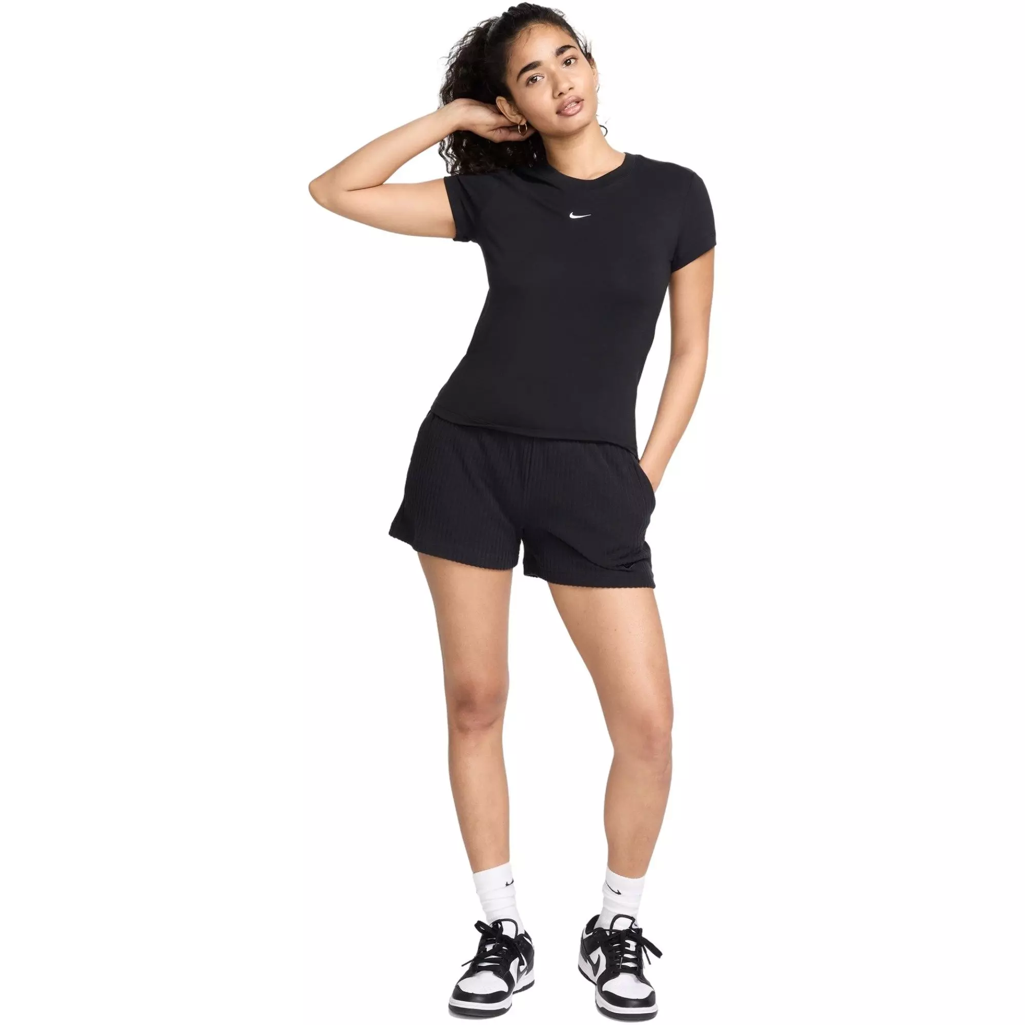 Nike Women's Sportswear Chill Knit Mod Crop Tee - BLACK