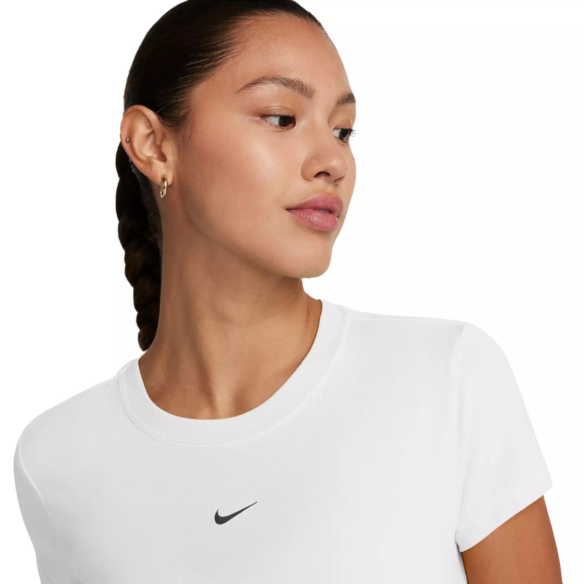 Nike Women's Sportswear Chill Knit Mod Crop Tee-White - WHITE