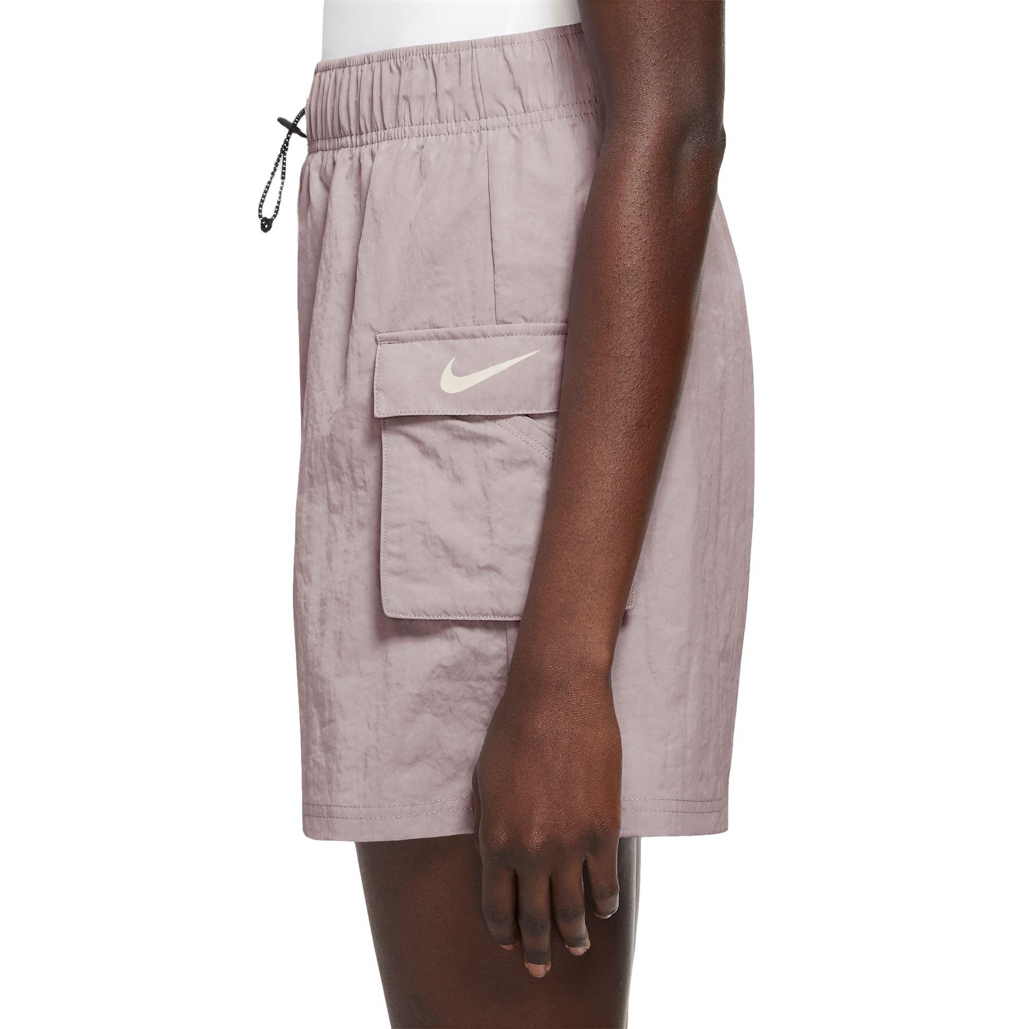 Nike Women's Sportswear Essential Woven High-Rise Shorts - VIOLET Thumbnail View 4