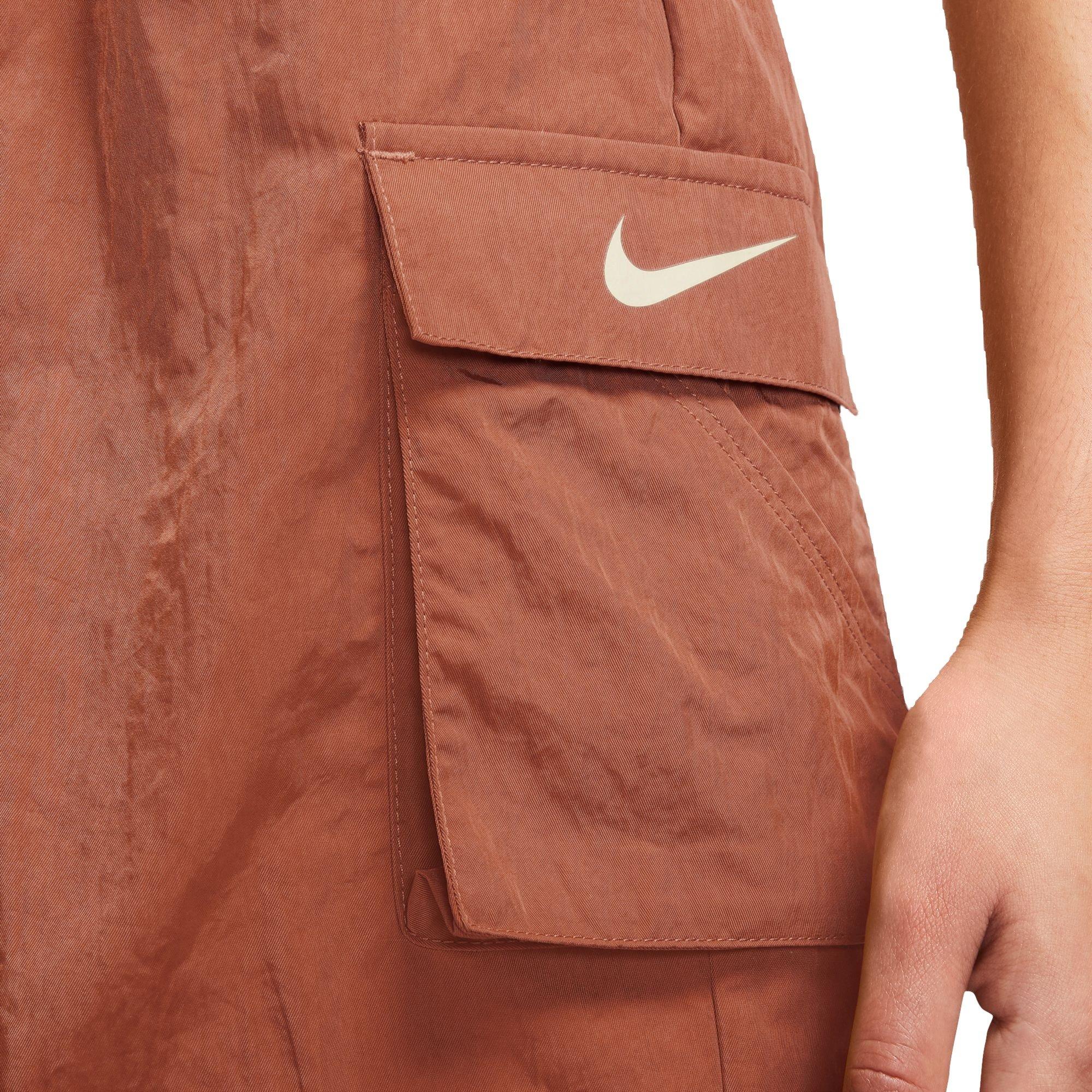 Nike Women's Sportswear Essential Woven High-Rise Shorts-Orange - ORANGE Thumbnail View 3