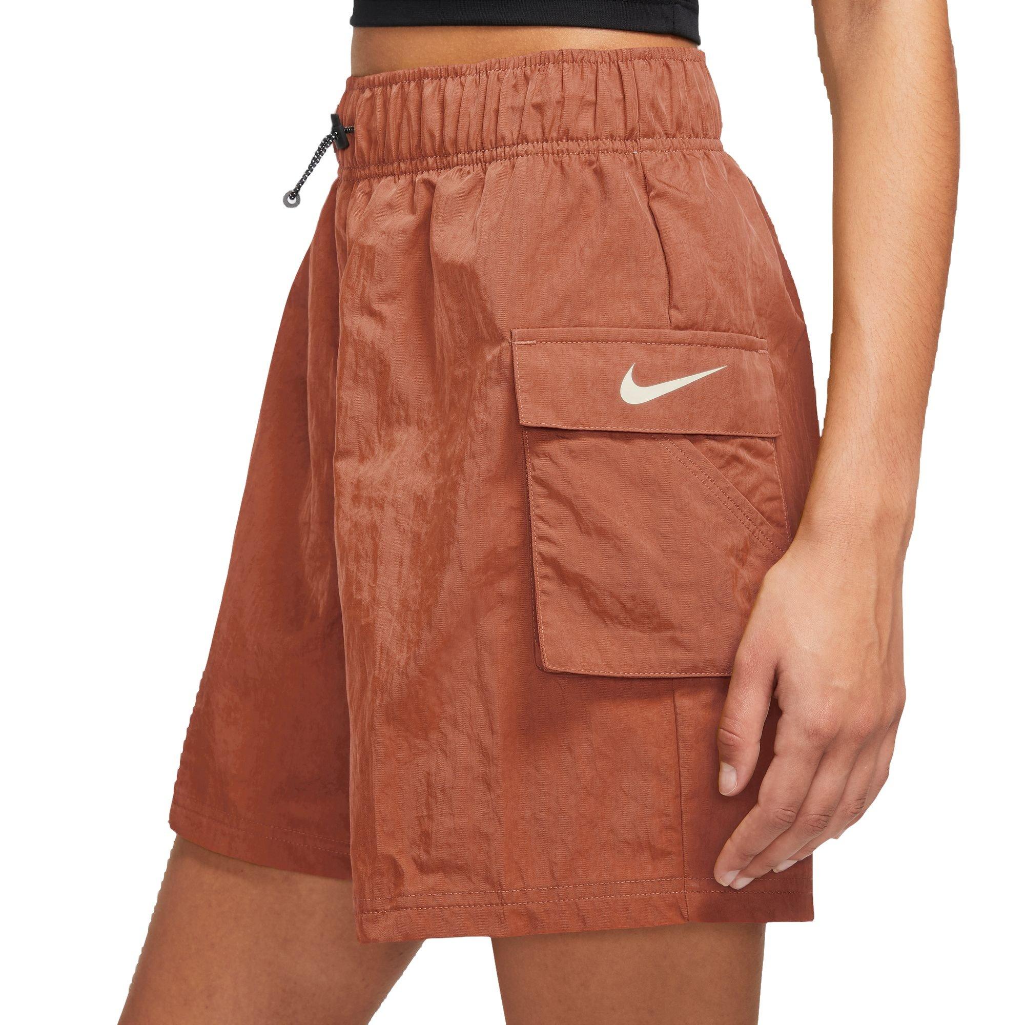 Nike Women's Sportswear Essential Woven High-Rise Shorts-Orange - ORANGE Thumbnail View 4