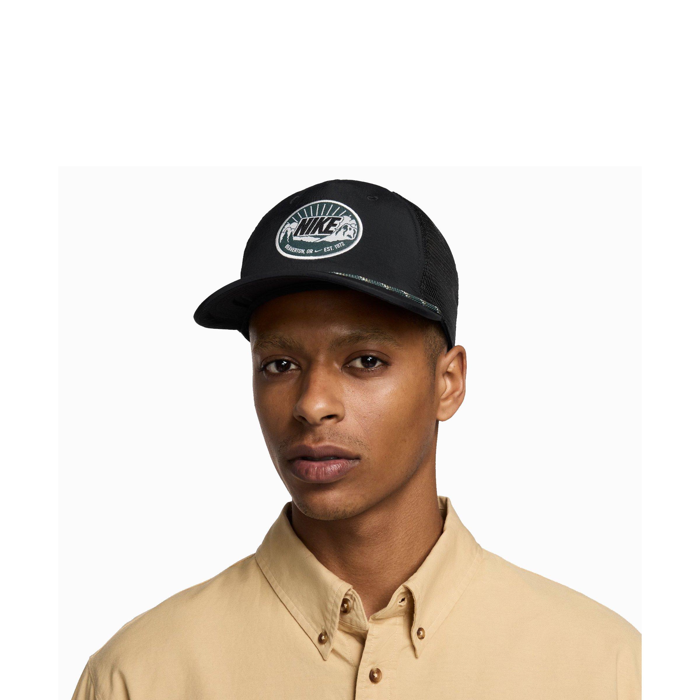 Nike Rise Structured Curved Bill Trucker Snapback-Black - BLACK Thumbnail View 1