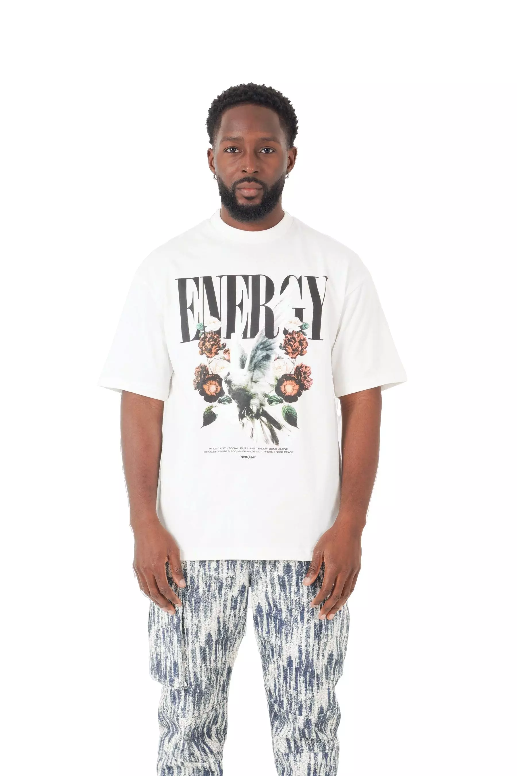 Sixth June Men's Energy Flowers Tee - White - WHITE/BLACK