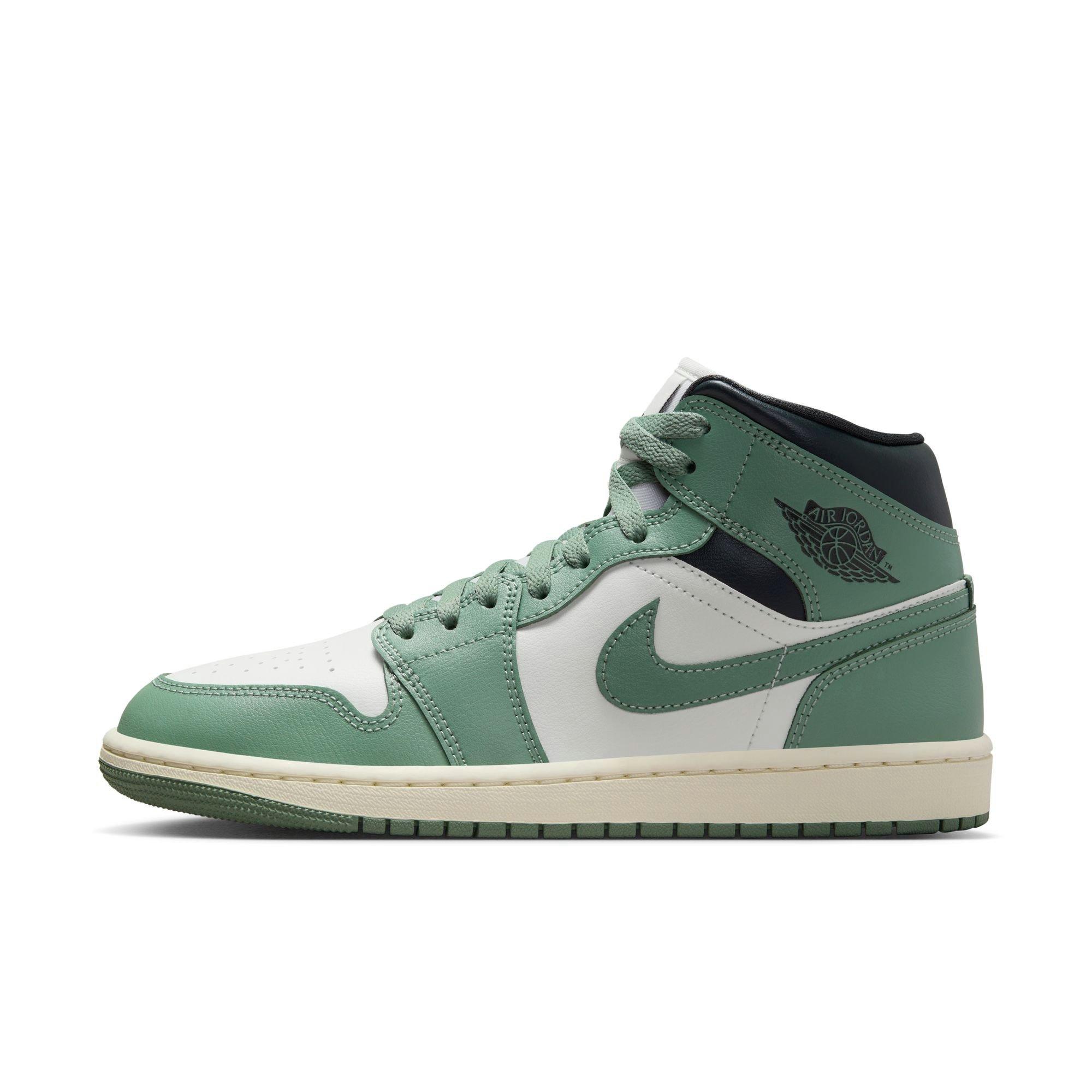 Jordan 1 Mid "Sail/Jade Smoke/Anthracite" Women's Shoe - DK GREEN Thumbnail View 3